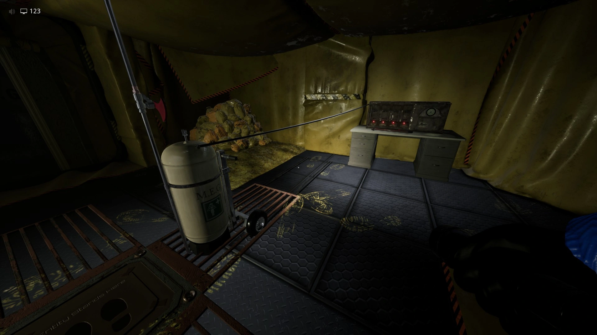 The shower you fill with Almond Concentrate in the Abandoned Outpost, Escape The Backrooms