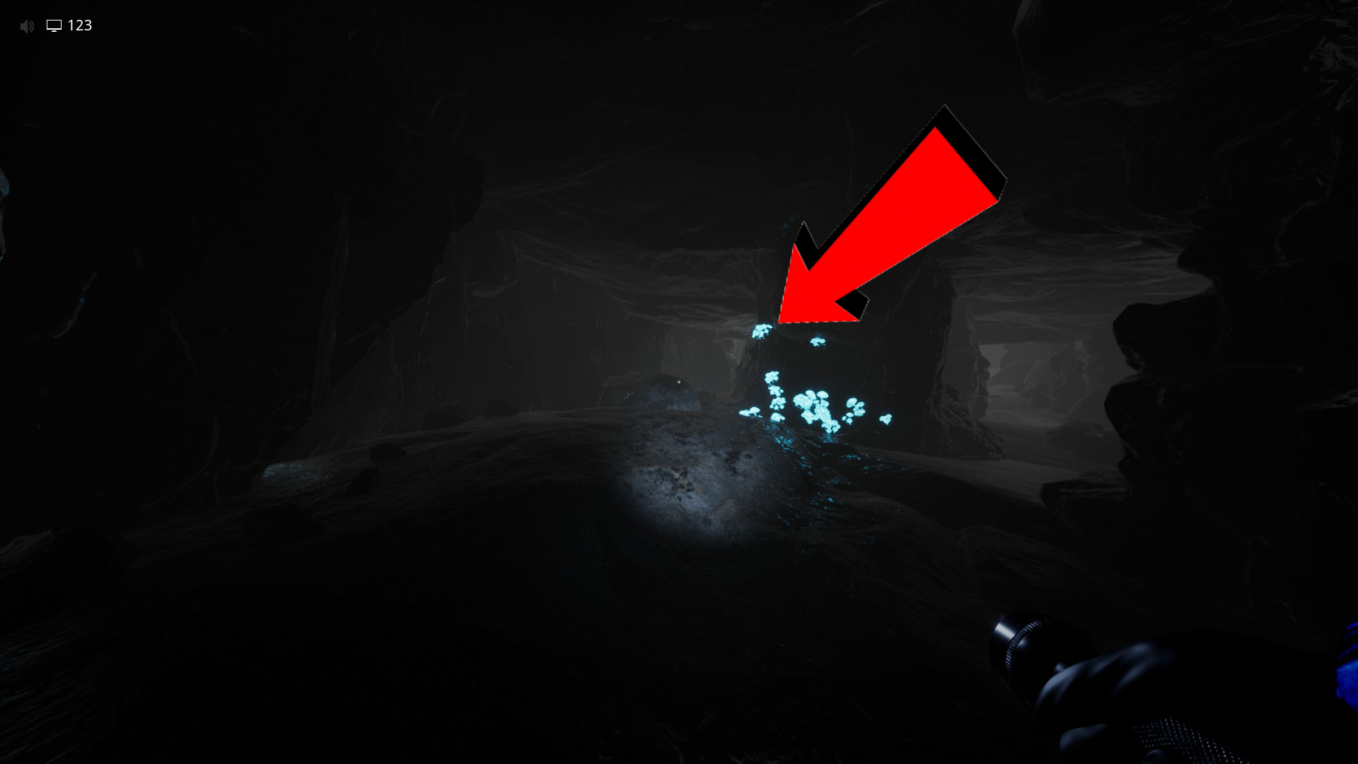Route to the exit ladder at the end of the Cave System, Escape The Backrooms