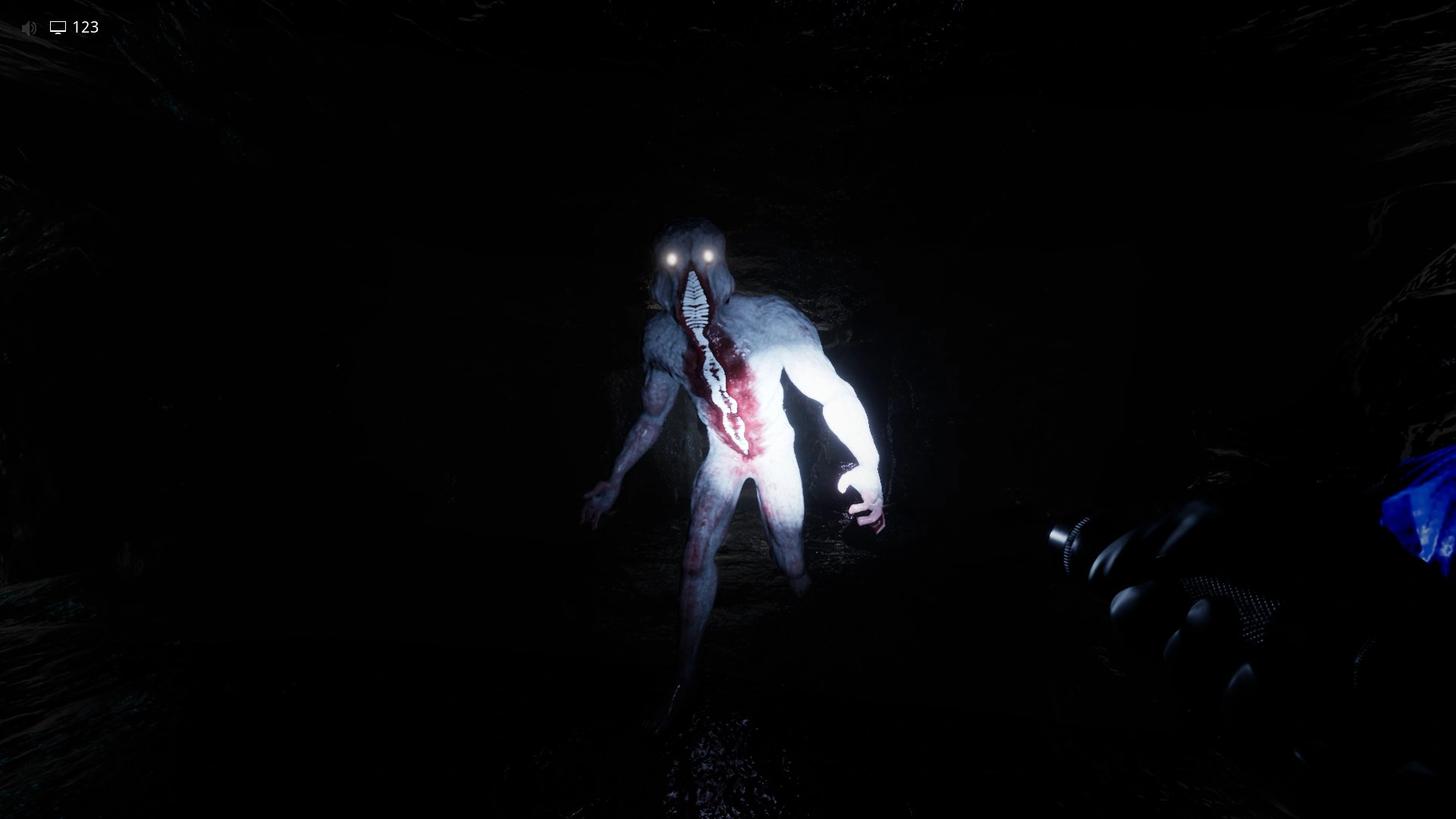 A Skin-Stealer that chases you in the final section of the Cave System, Escape The Backrooms