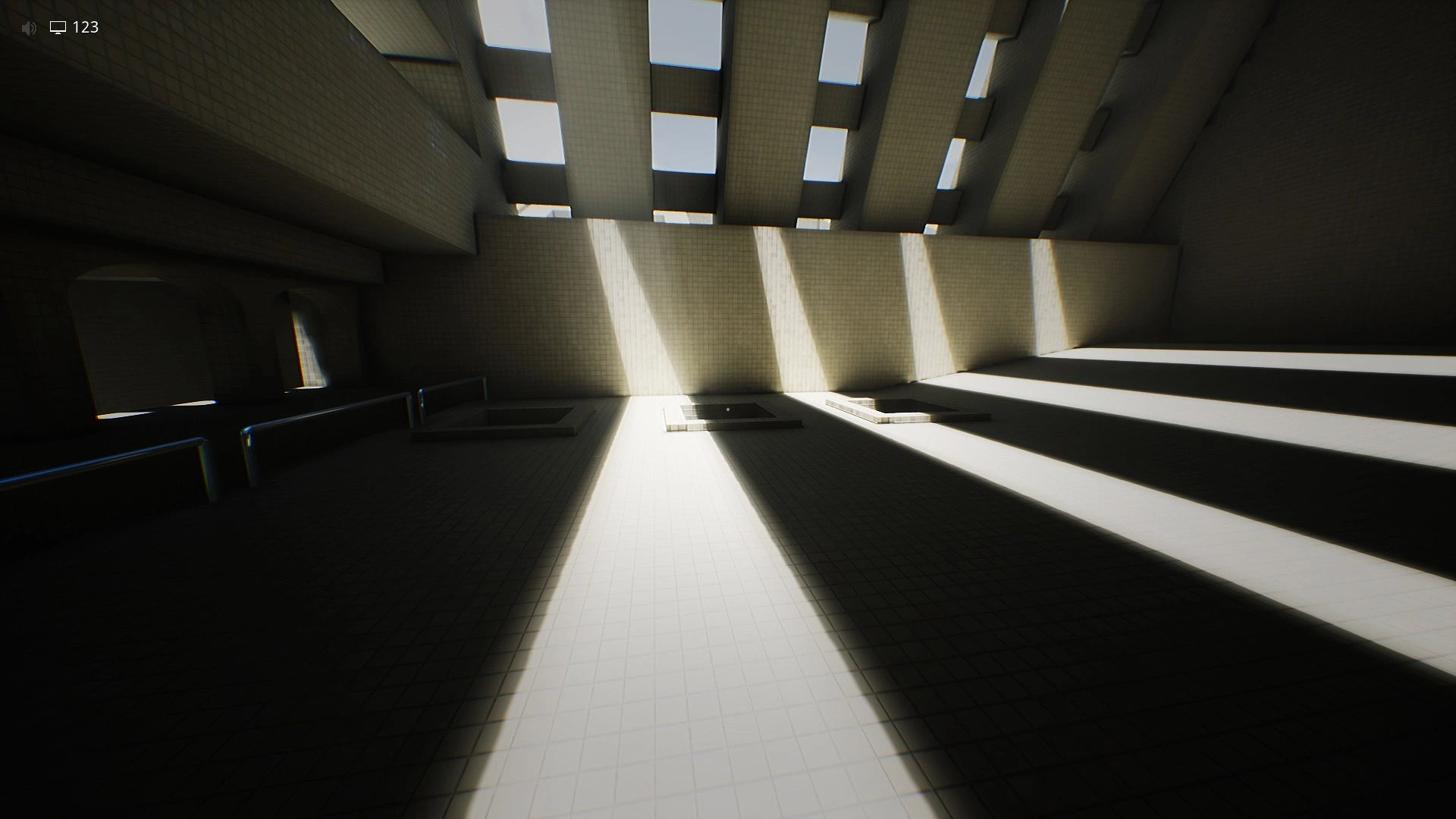 The holes you drop through to enter the basement in Level 37.2 Dark Poolrooms, Escape The Backrooms