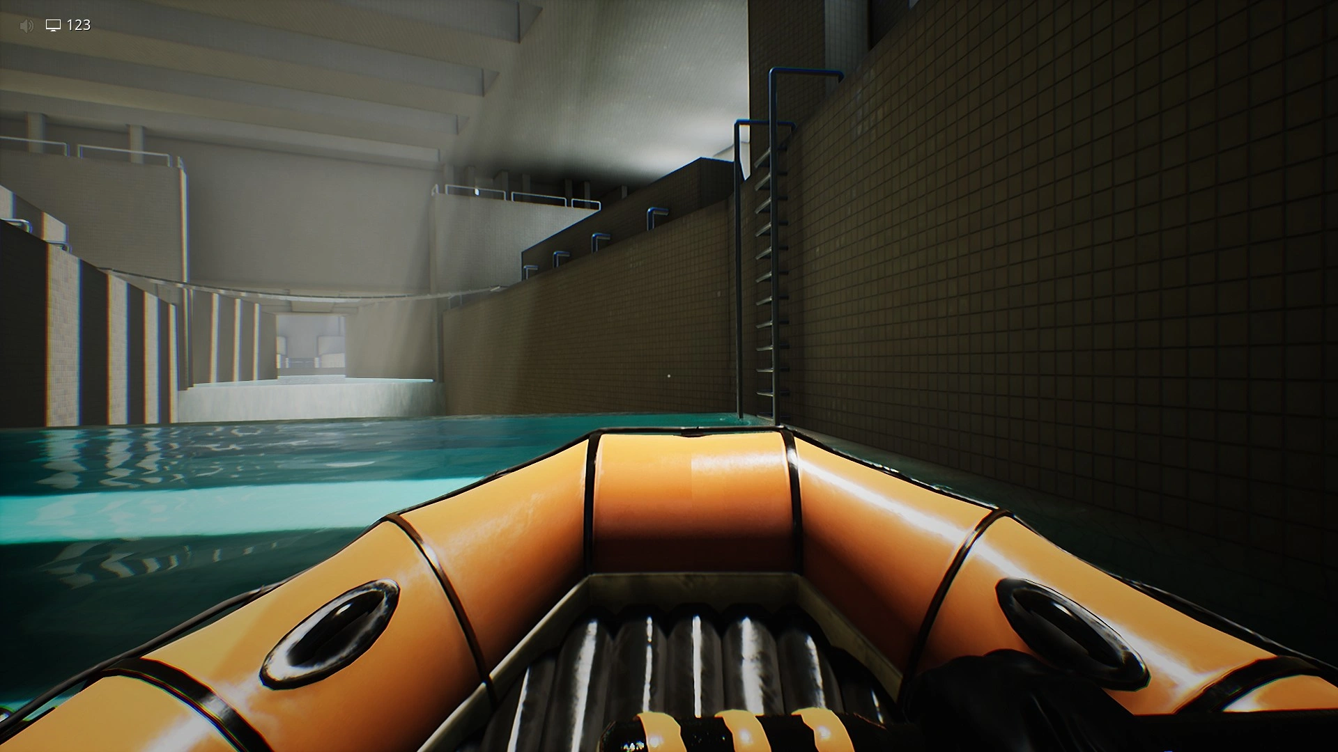 The second ladder you climb to reach the valves above in Level 37.2 Dark Poolrooms, Escape The Backrooms