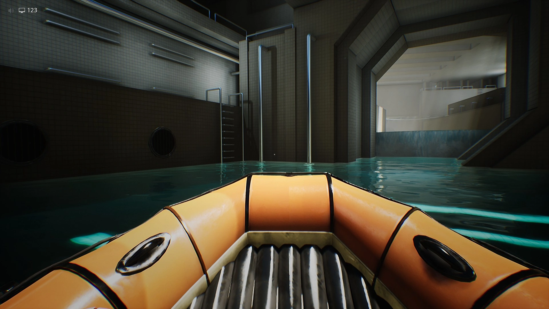 The ladder you climb to reach the holes down to the first basement in Level 37.2 Dark Poolrooms, Escape The Backrooms