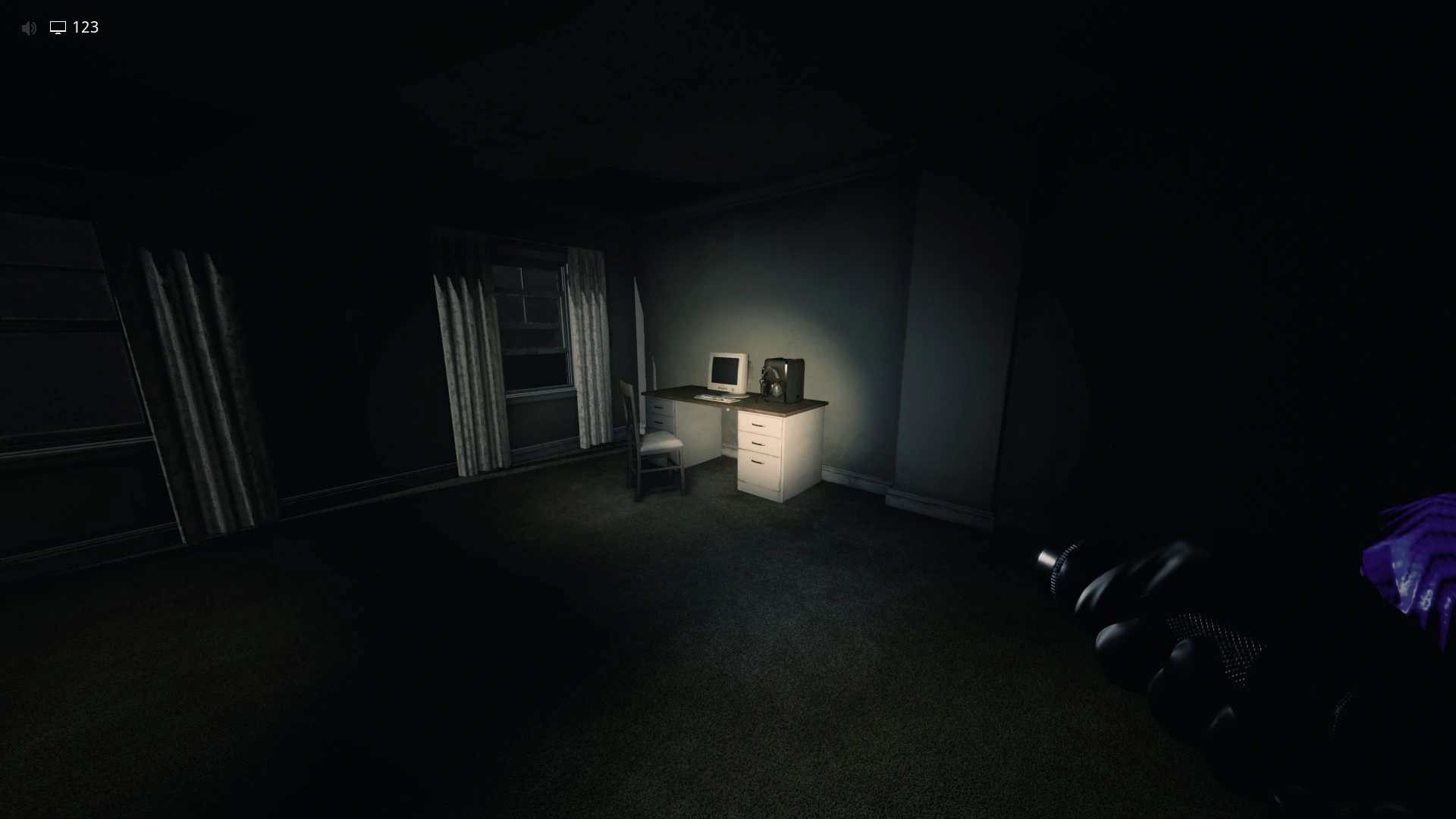 A computer inside a marked house to interact with in Darkened Suburbs, Escape The Backrooms