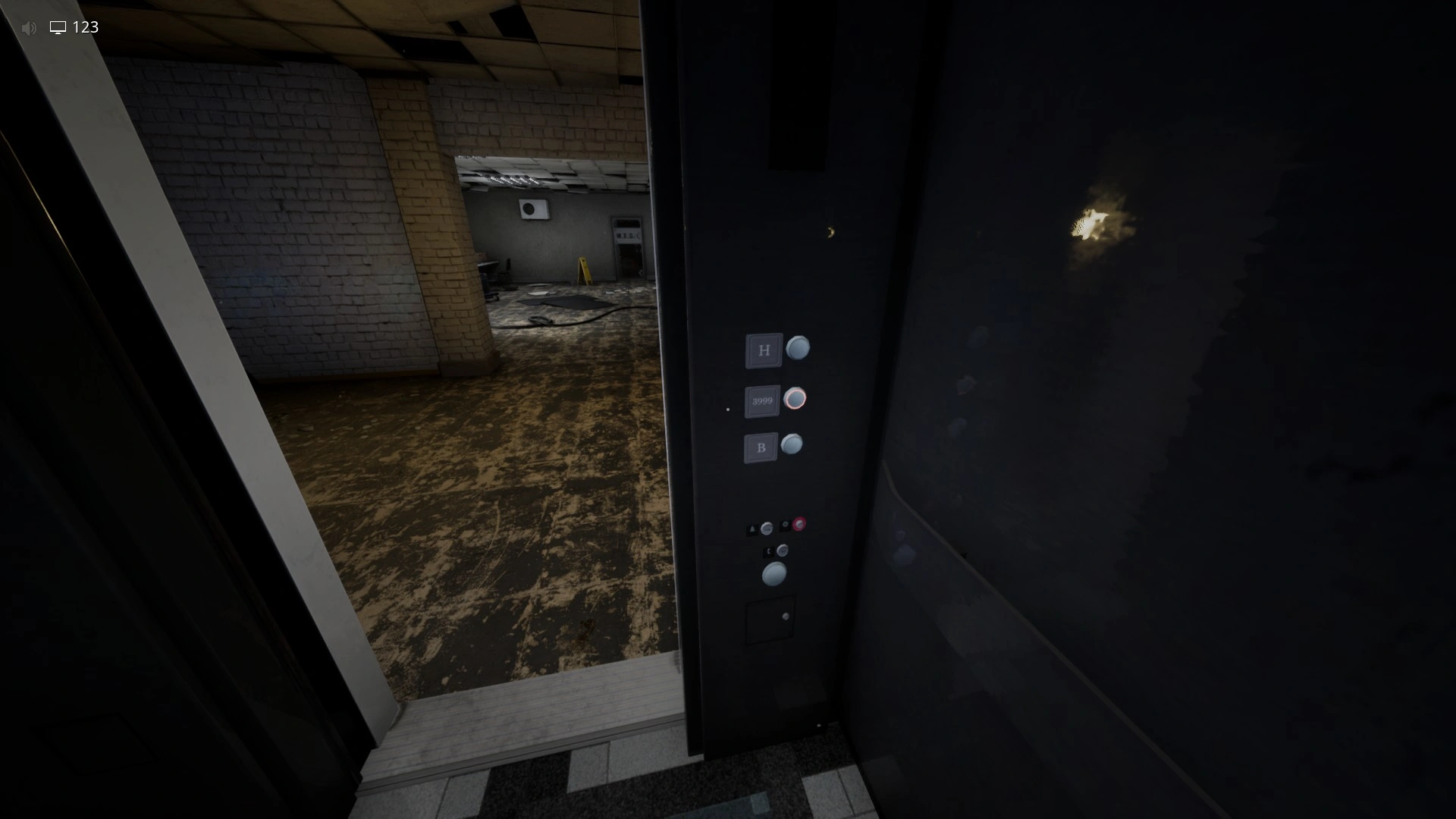 The elevator button for Level 3999 you press on the way to the Final Escape main ending, Escape The Backrooms