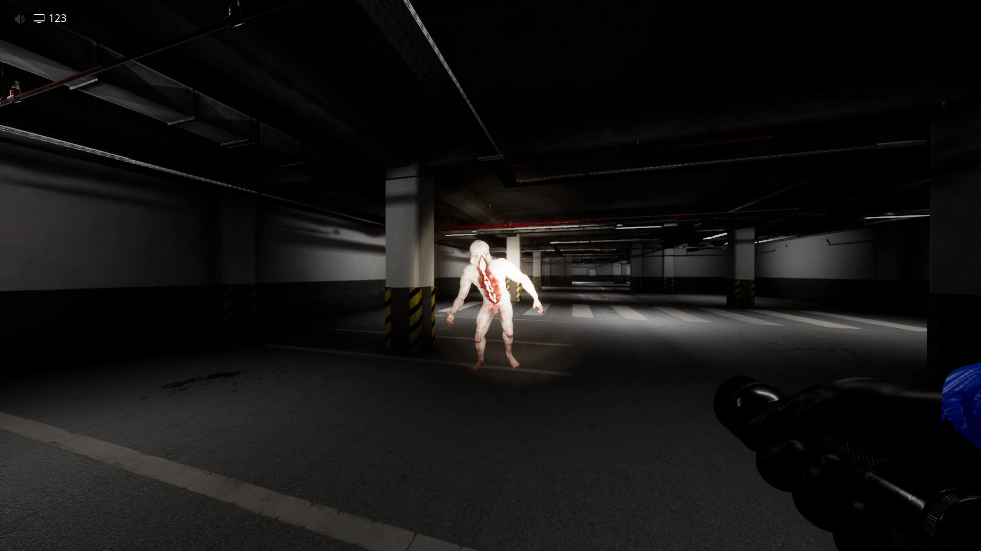 A Skin-Stealer that chases you while you find the keys and elevator in Habitable Zone, Escape The Backrooms