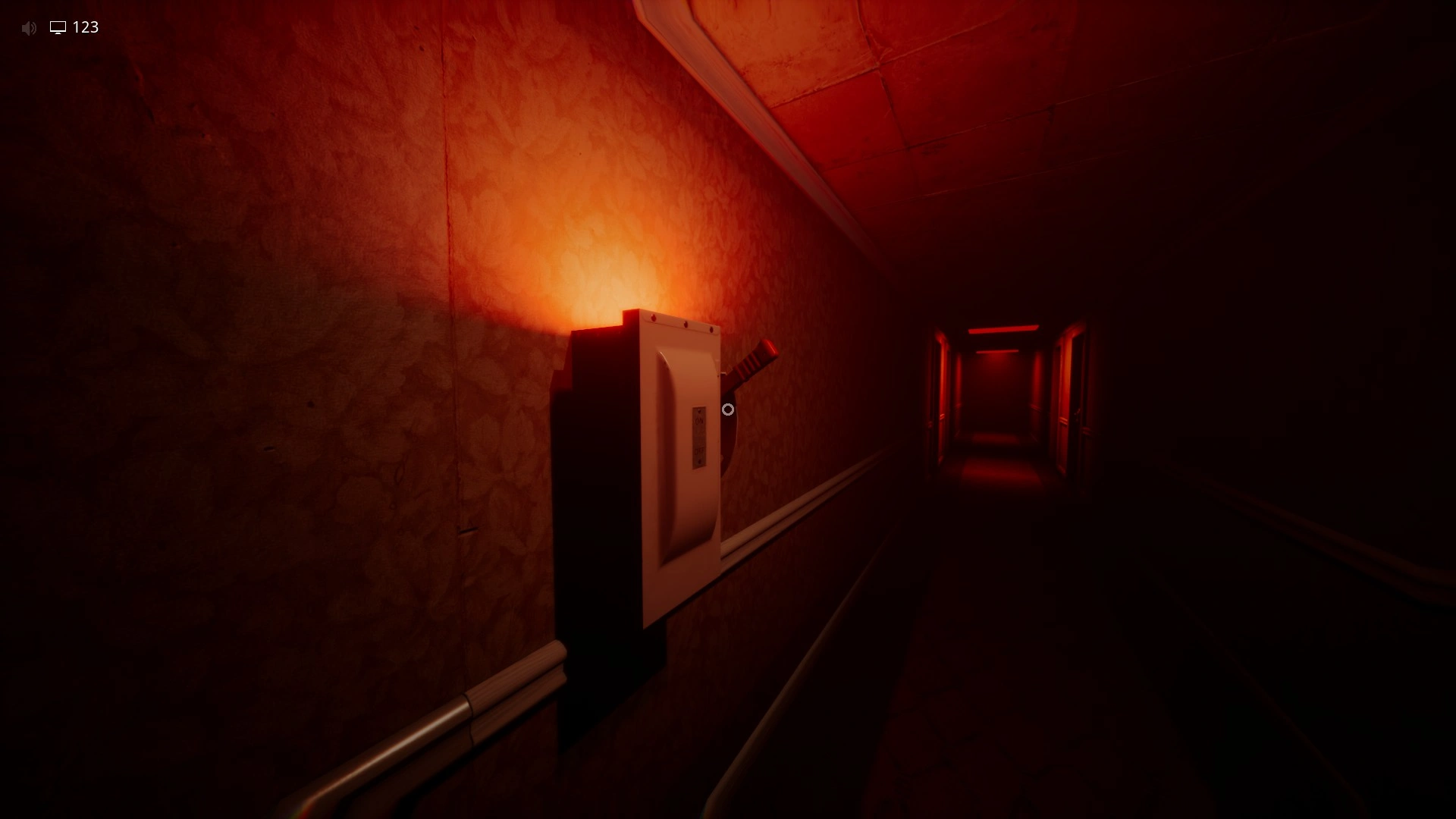 The lever that triggers the Clump and starts the run in Level !-! Hotel Chase, Escape The Backrooms