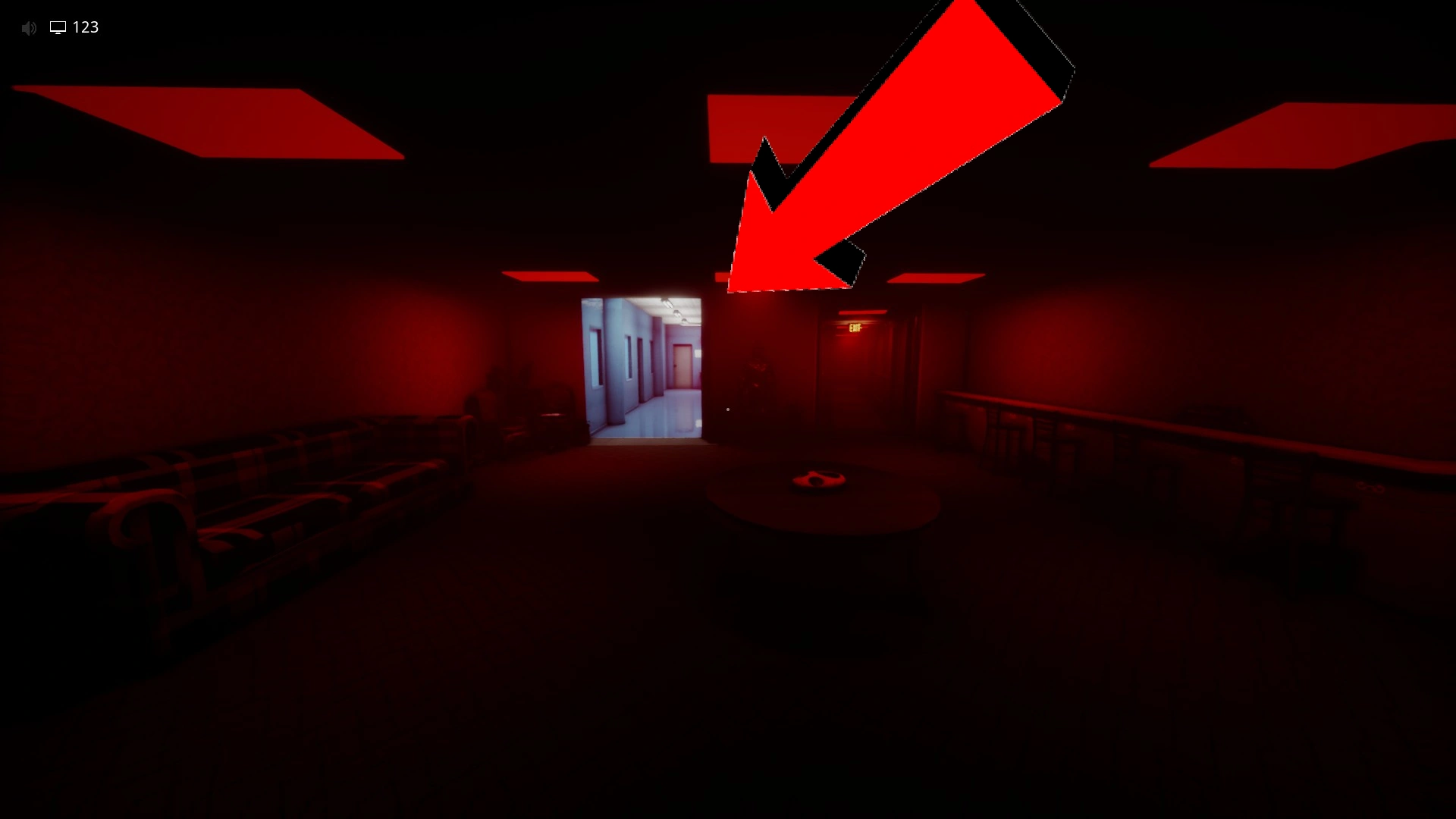 The route back into the hotel while the Clump chases you, part 1 of Level !-!, Escape The Backrooms