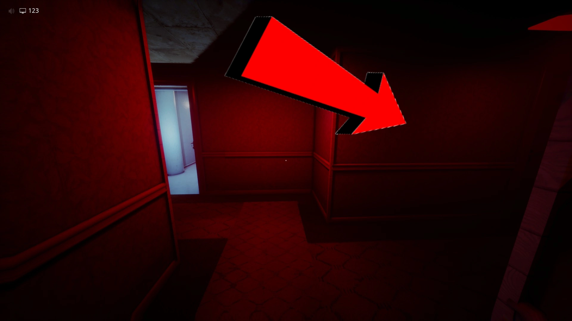 The route to the exit while avoiding obstacles, part 4 of Level !-!, Escape The Backrooms