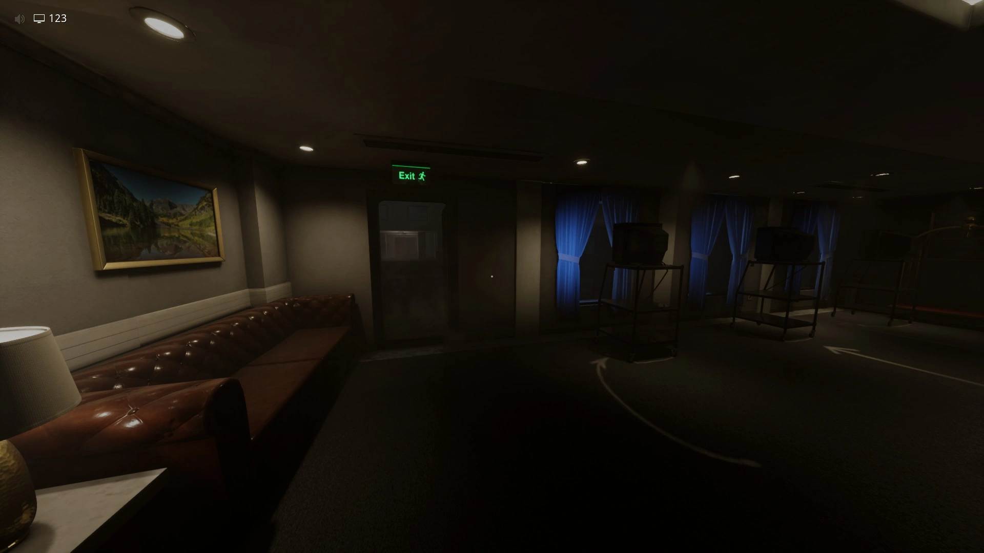 The exit door that opens after all three TVs are placed in Level 188, Escape The Backrooms