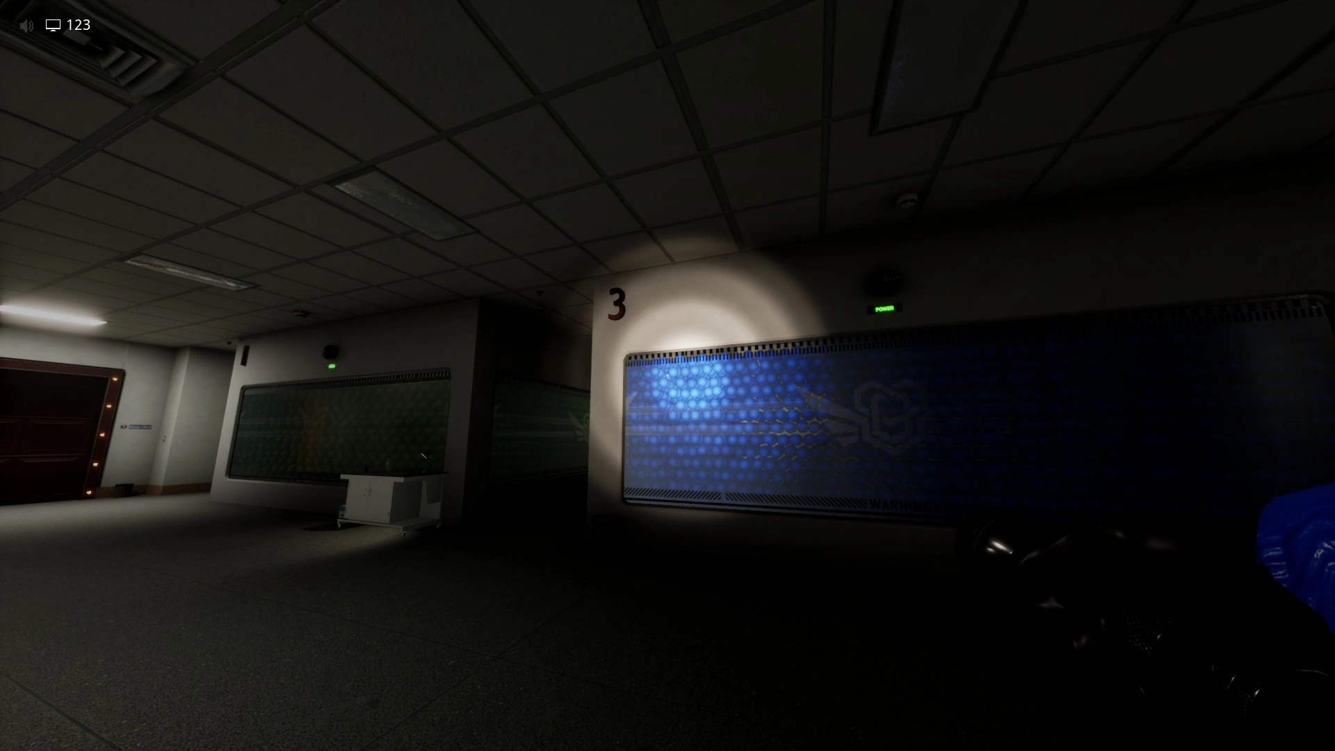 The 4 numbered containers holding the colored balls for the gate code in Level 421, Escape The Backrooms