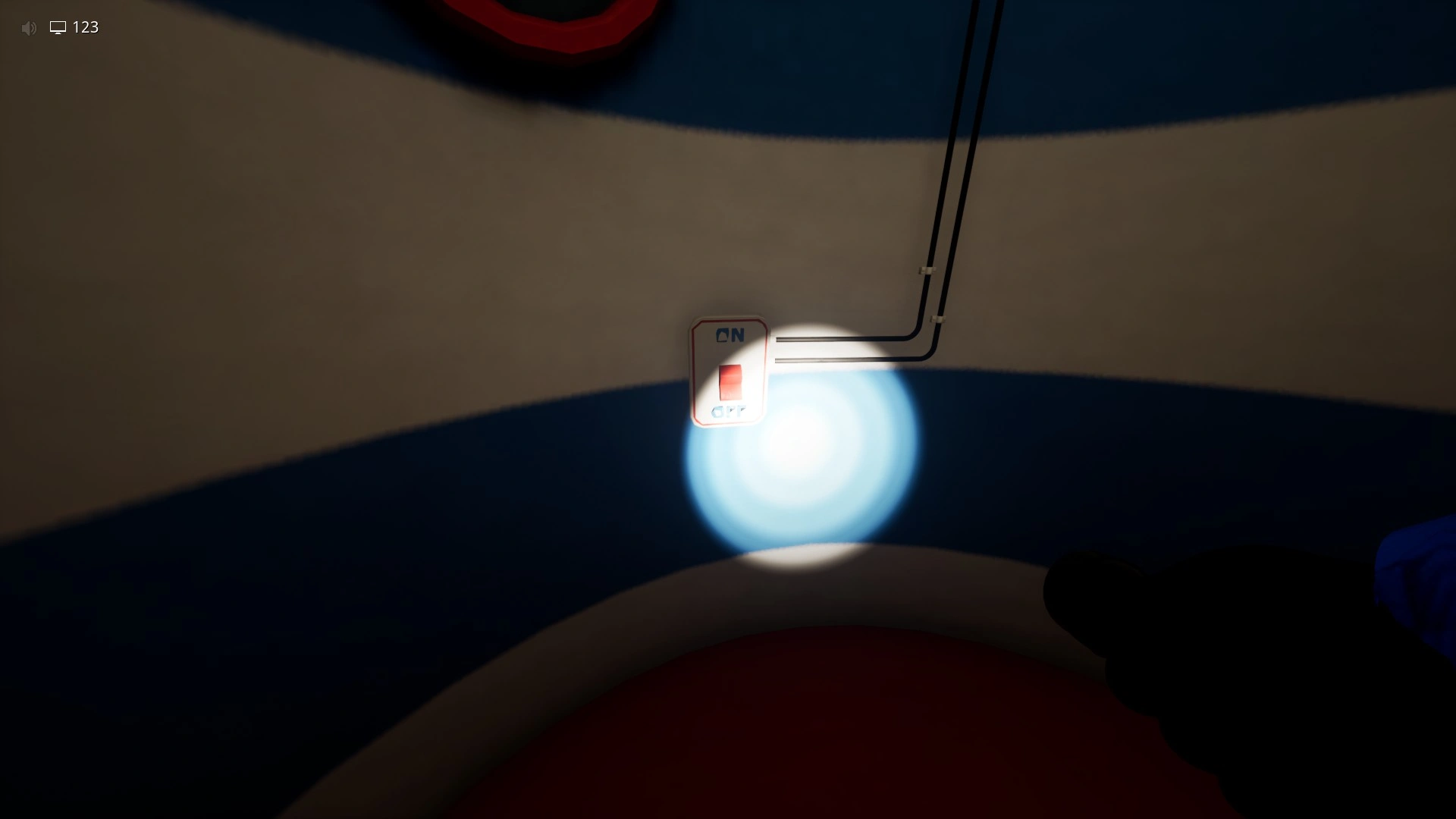 The switch that turns on a lighthouse in Plastic Mariana in Level 421, Escape The Backrooms