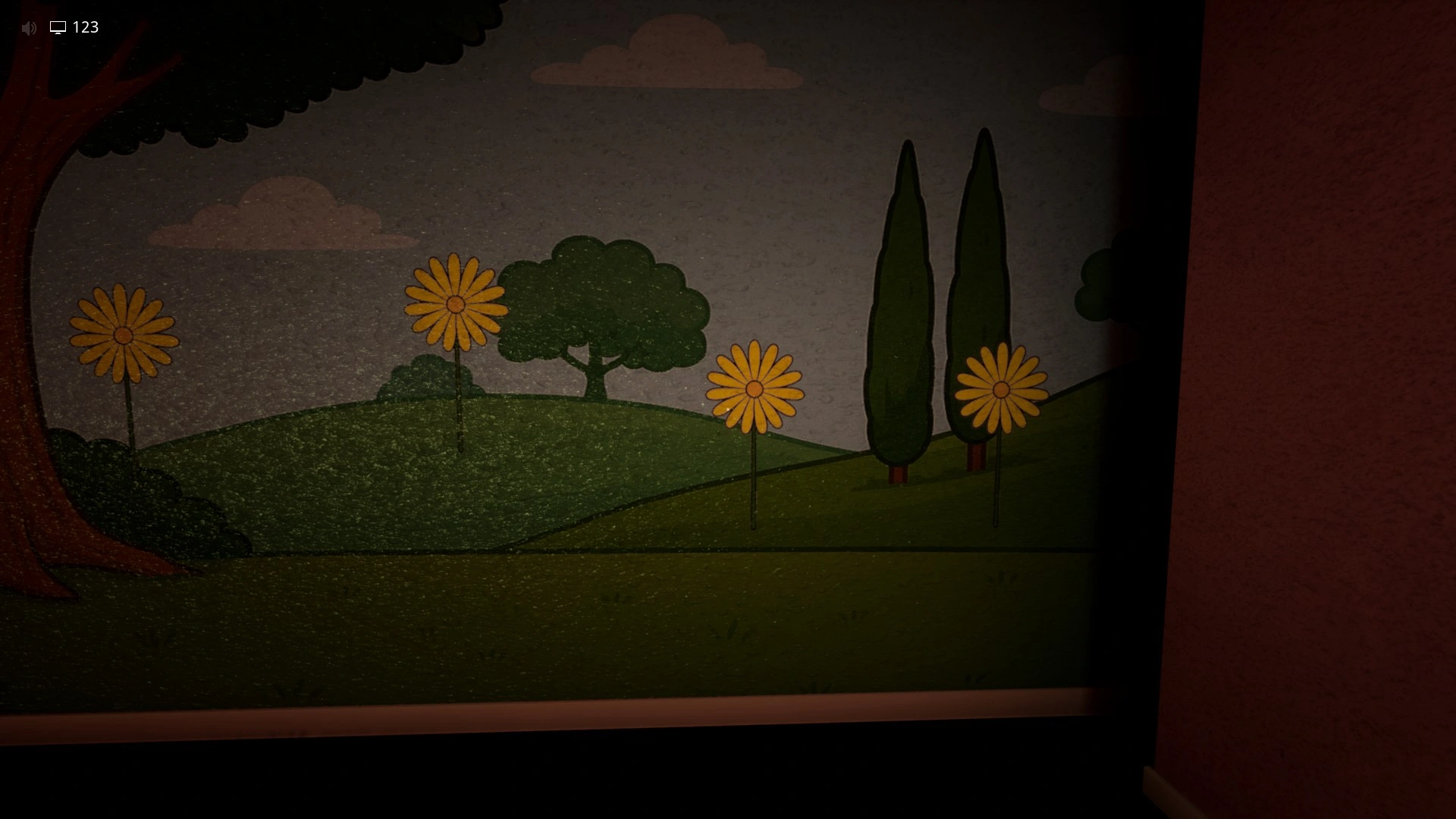 Another painted wall flower and its color for the projector puzzle in Level 421, Escape The Backrooms