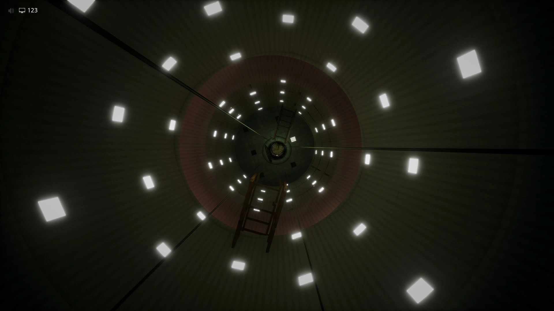 The hatch at the top of the elevator that opens once all 6 photos are taken in Level 55.1, Escape The Backrooms