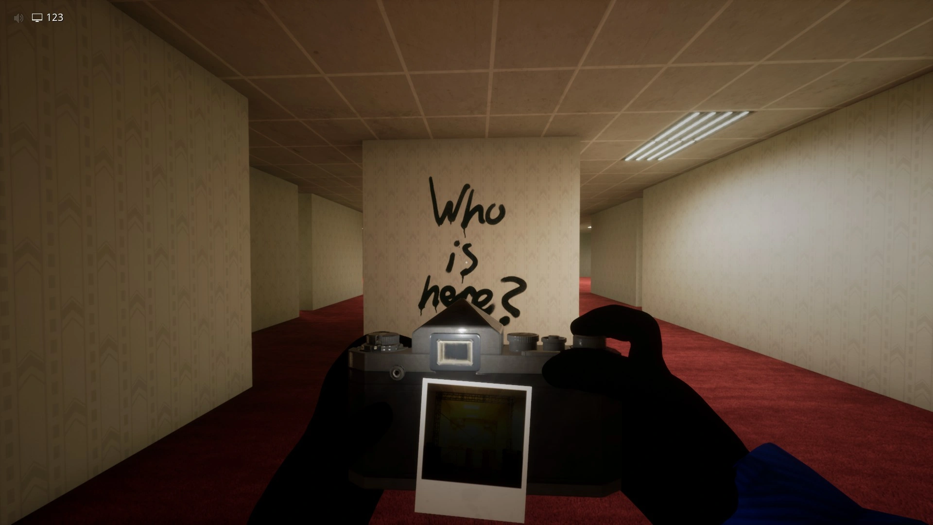 The text on the wall you photograph first when you reach the first floor in Level 55.1, Escape The Backrooms
