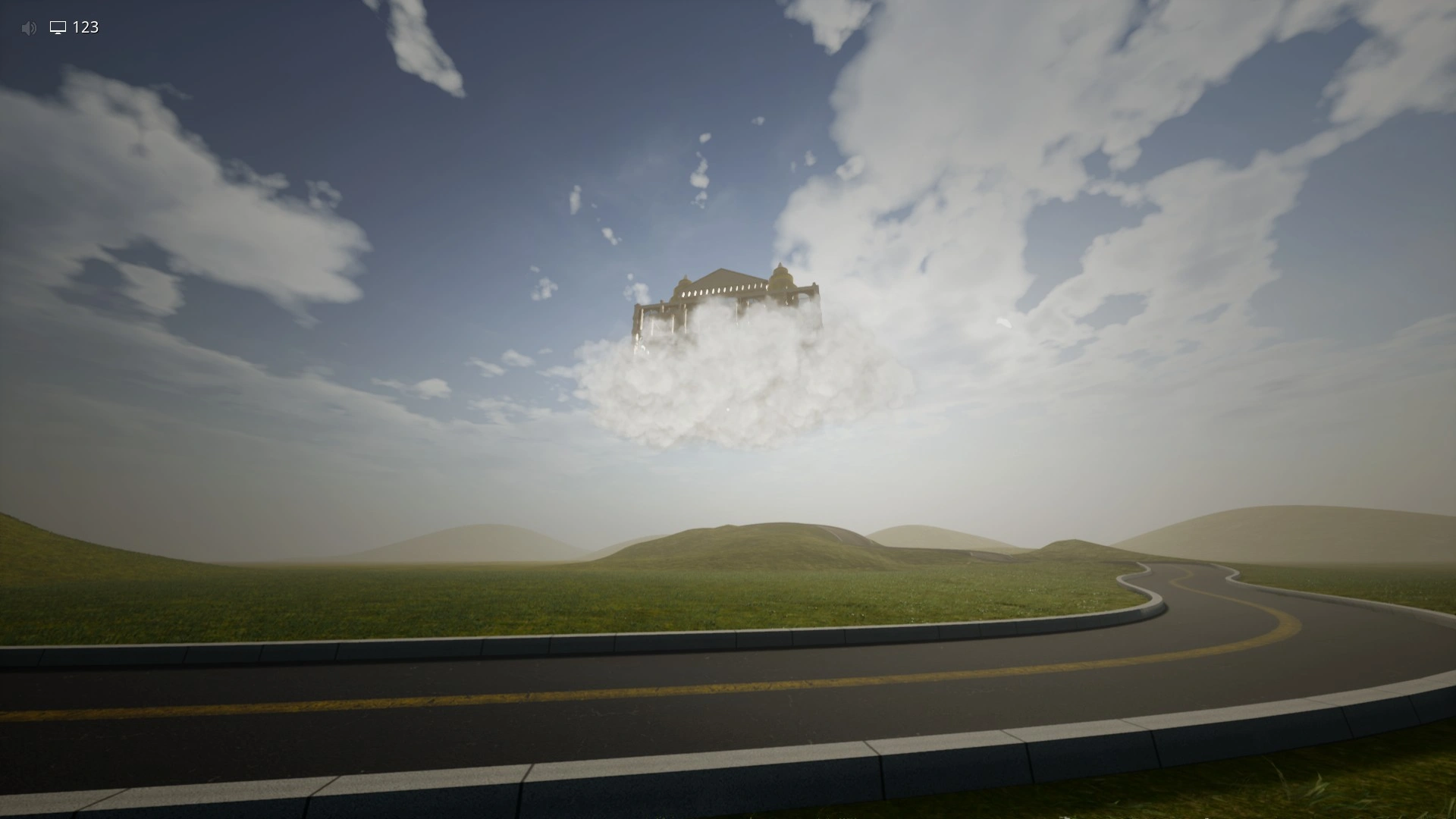 The floating Animated Kingdom castle you head toward in Level 94, Escape The Backrooms
