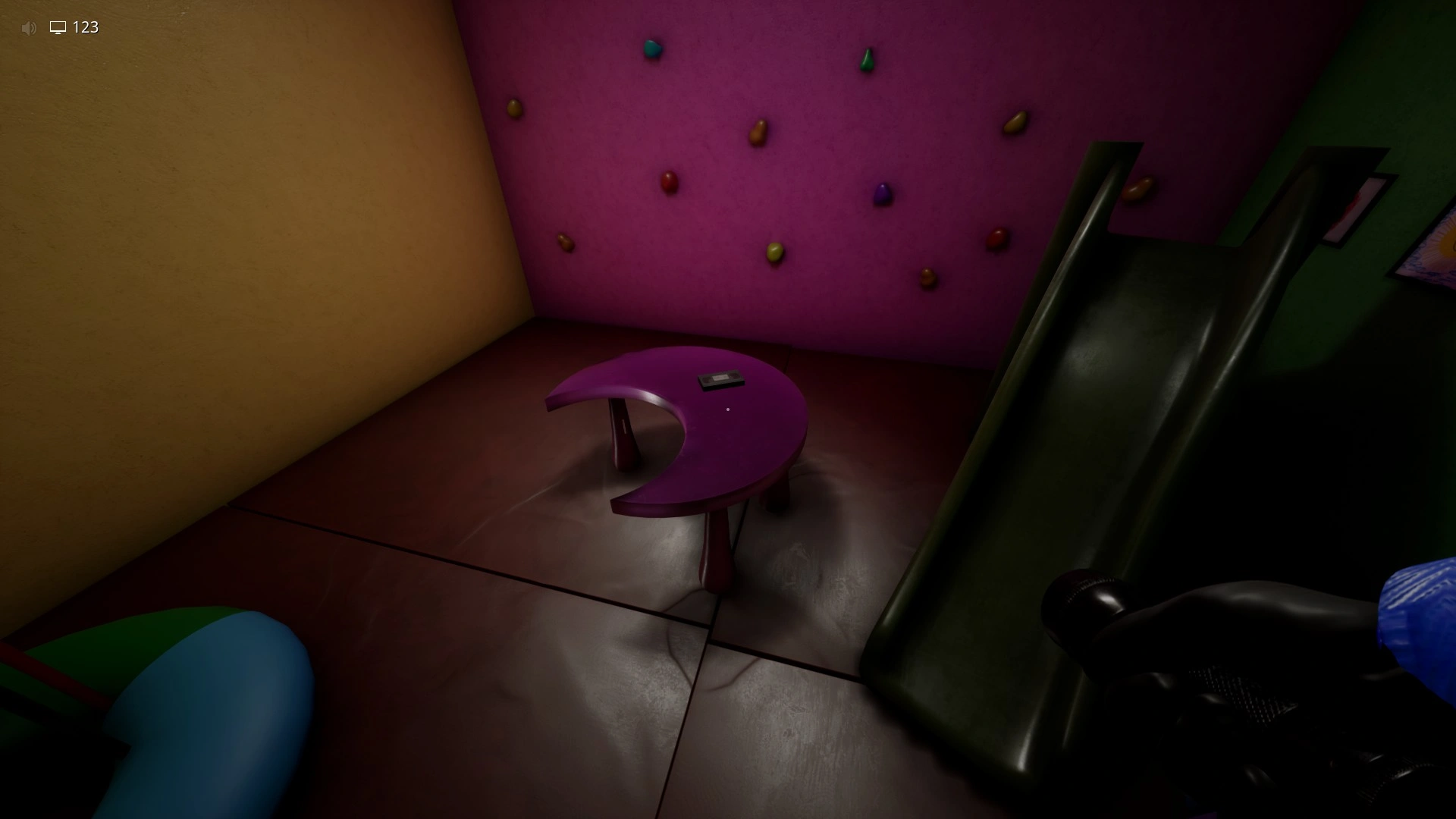 The cassette tape you use on the TV to start the balloon color order in Sector 2 of Level Fun+, Escape The Backrooms