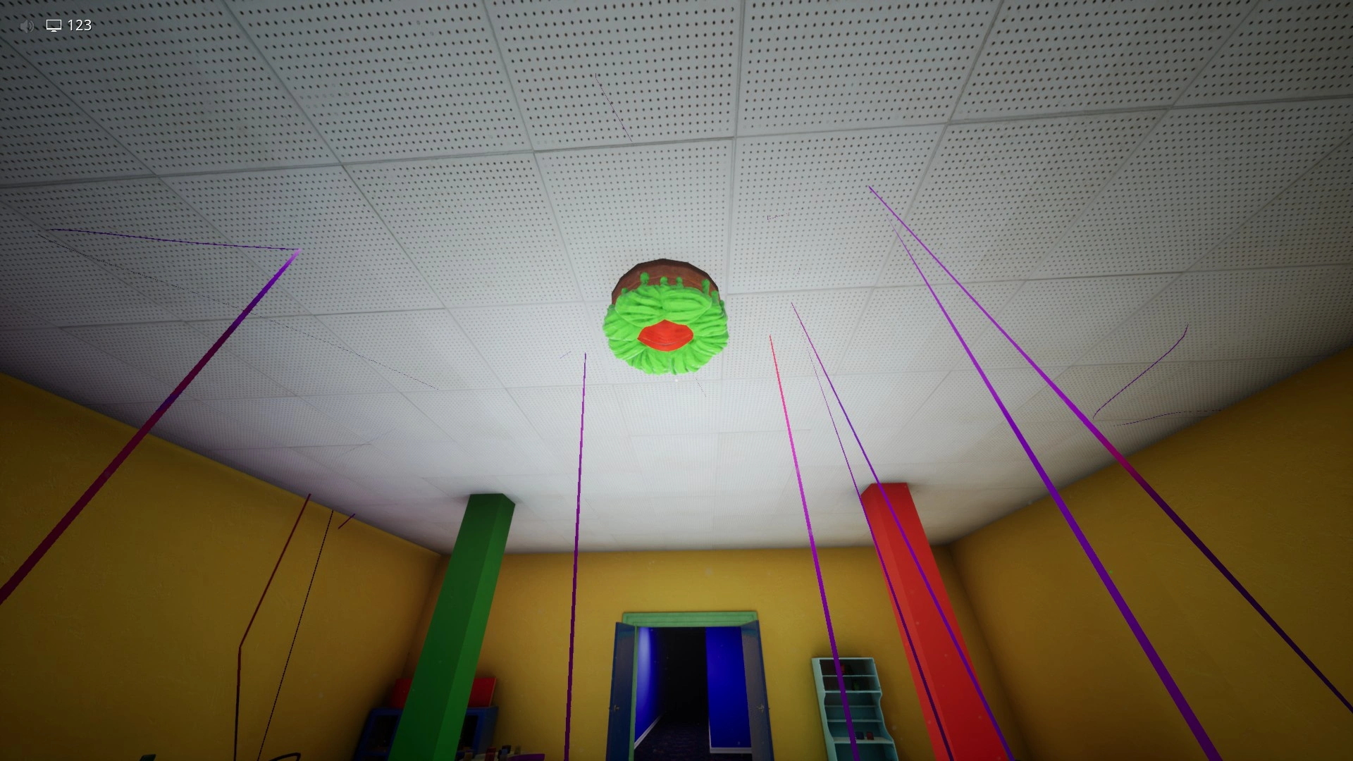 A Party Host killed with the fireworks in Sector 3 of Level Fun+, Escape The Backrooms