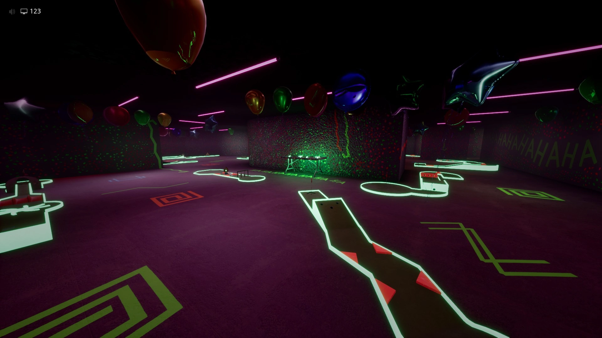 The colored glowsticks laid out on a table on the first floor in Sector 4 of Level Fun+, Escape The Backrooms