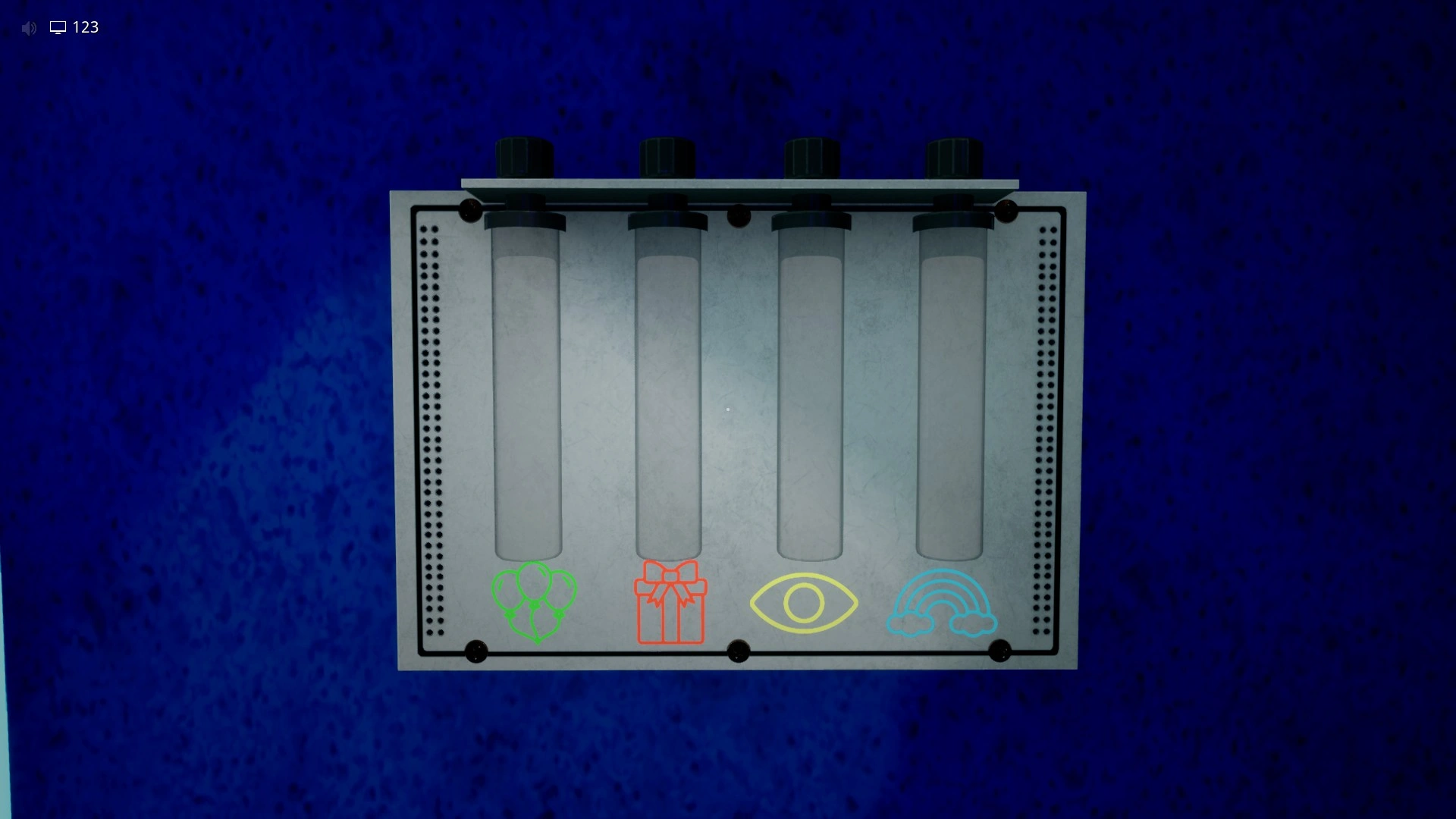 The keypad showing which glowstick color goes with which symbol in Sector 4 of Level Fun+, Escape The Backrooms
