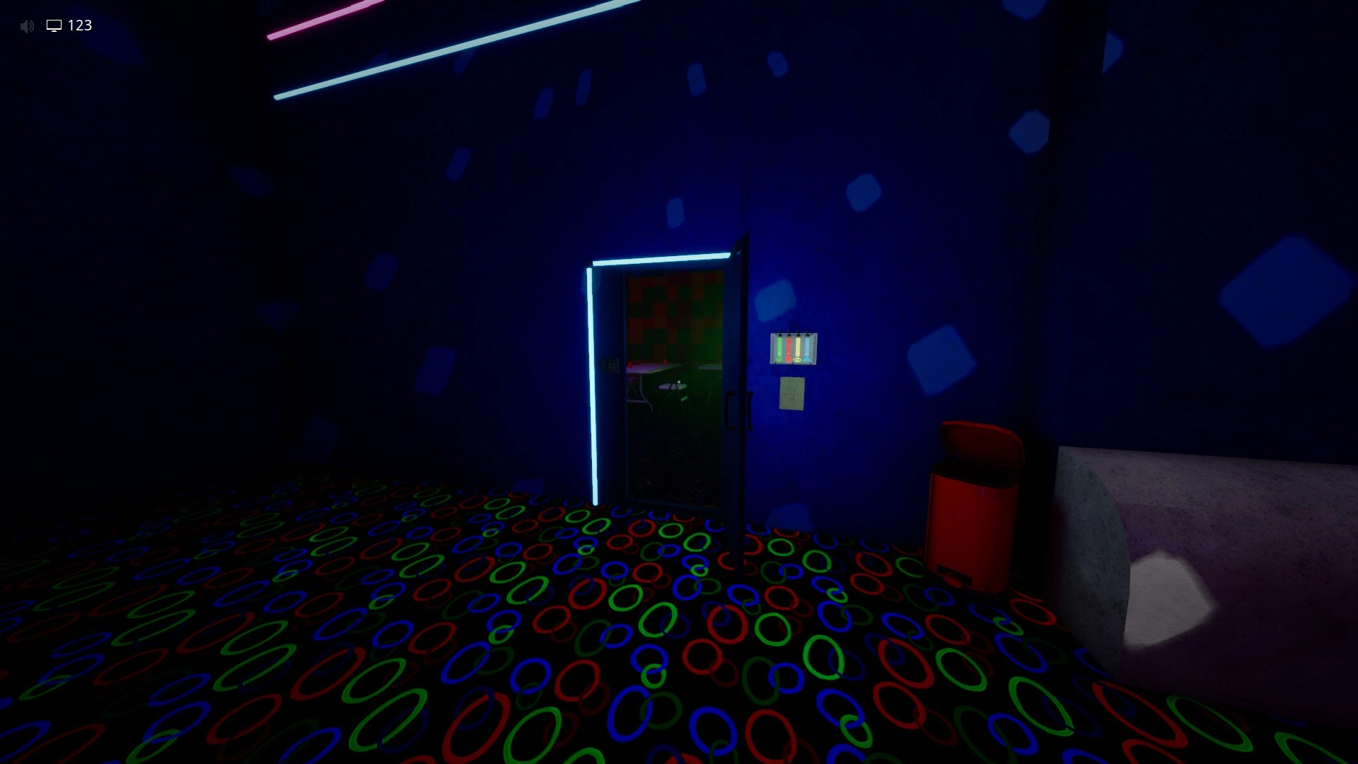The door that unlocks once every symbol is lit up in Sector 4 of Level Fun+, Escape The Backrooms