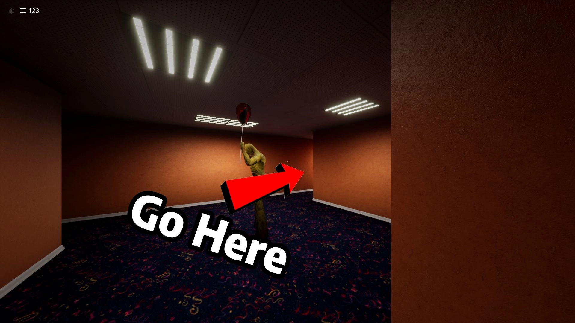 Reaching the slides that lead to the exit in Level Fun, Escape The Backrooms
