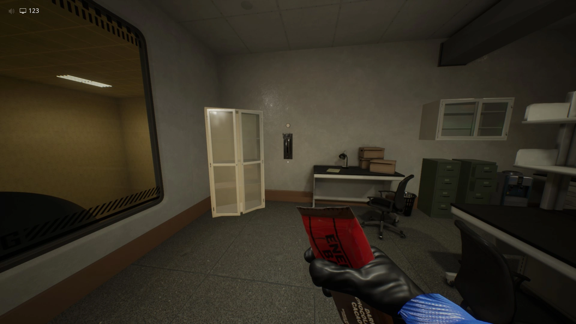 The lever right of the death slides that unlocks the doors in Overgrowth, Escape The Backrooms