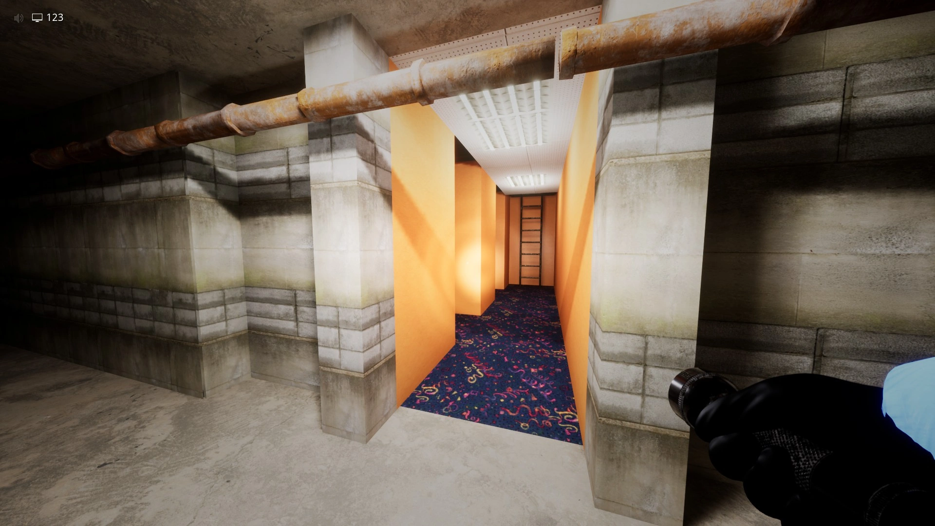 The gap in the wall leading to Level Fun in Pipe Dreams Part 2, Escape The Backrooms
