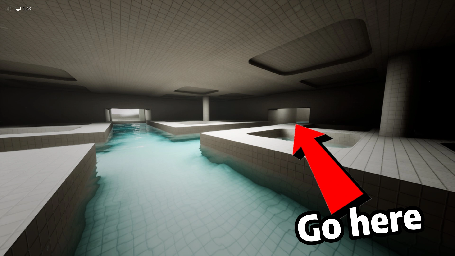 The route to the exit through The Poolrooms, part 2, Escape The Backrooms