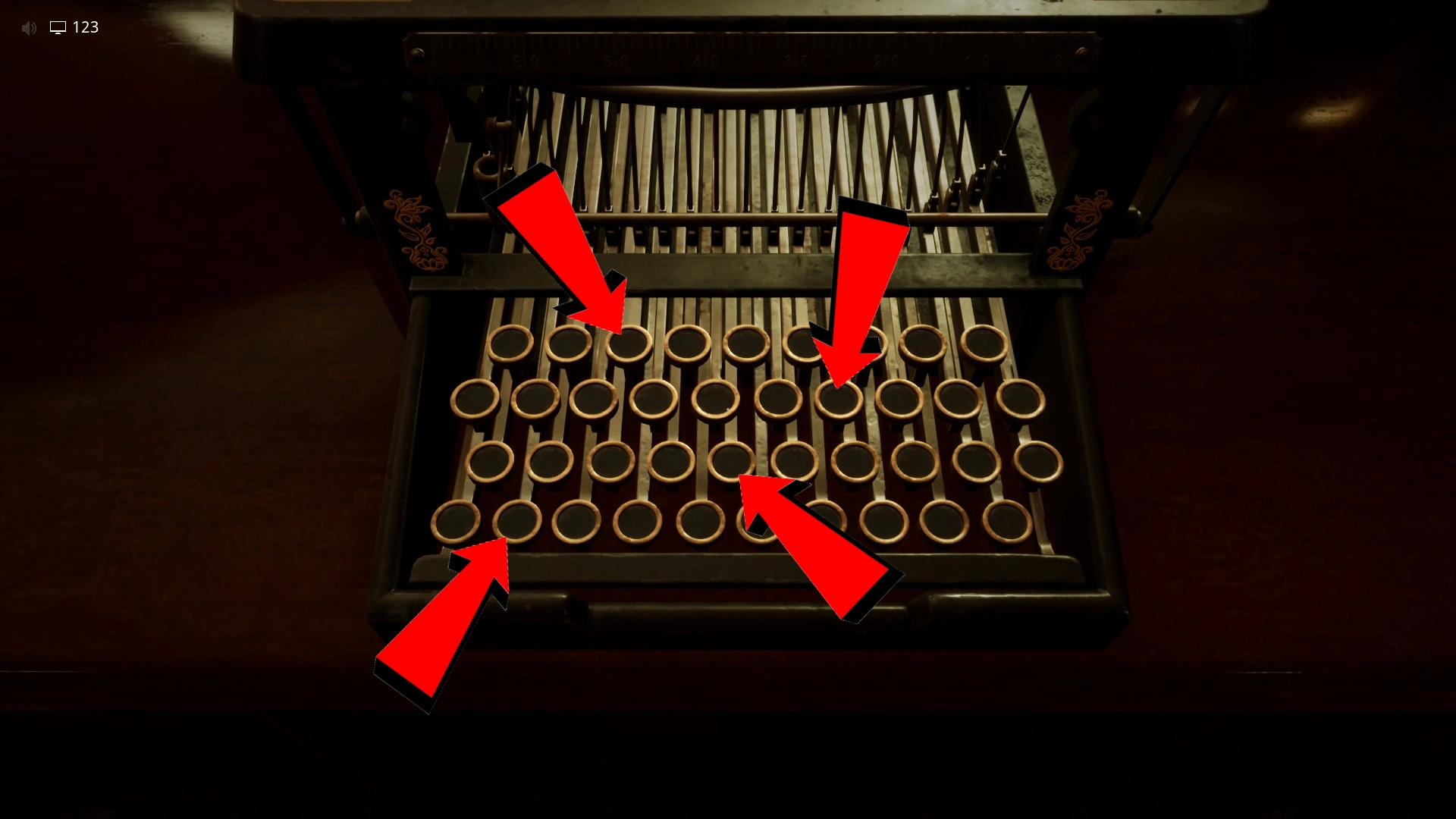 Entering the typewriter code to unlock the exit door in The Snackrooms, Escape The Backrooms