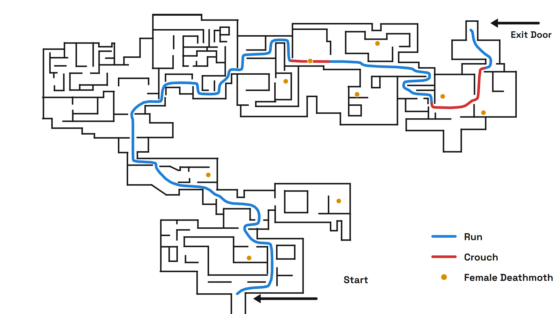 Escape The Backrooms hotel map showing the route through the Terror Hotel boiler room maze to the exit
