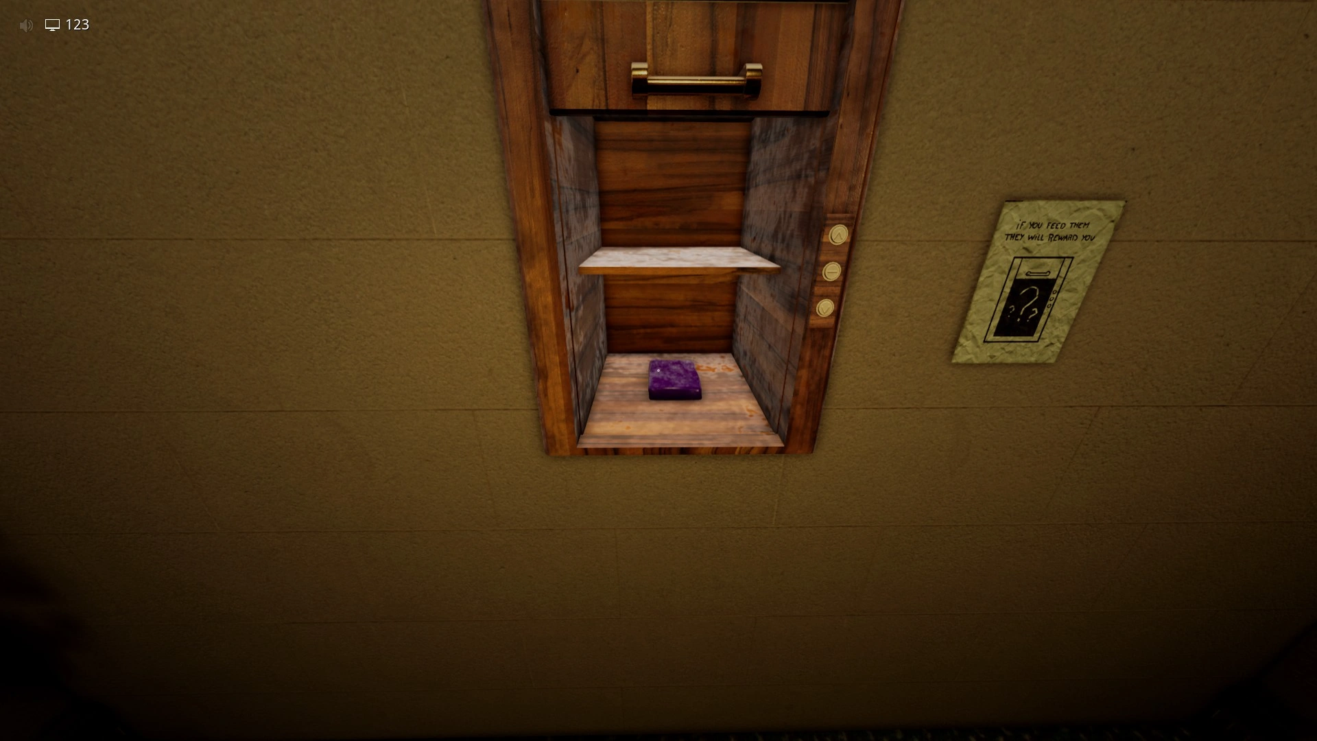 The little elevator where you trade Moth Jelly for keys in Terror Hotel, Escape The Backrooms