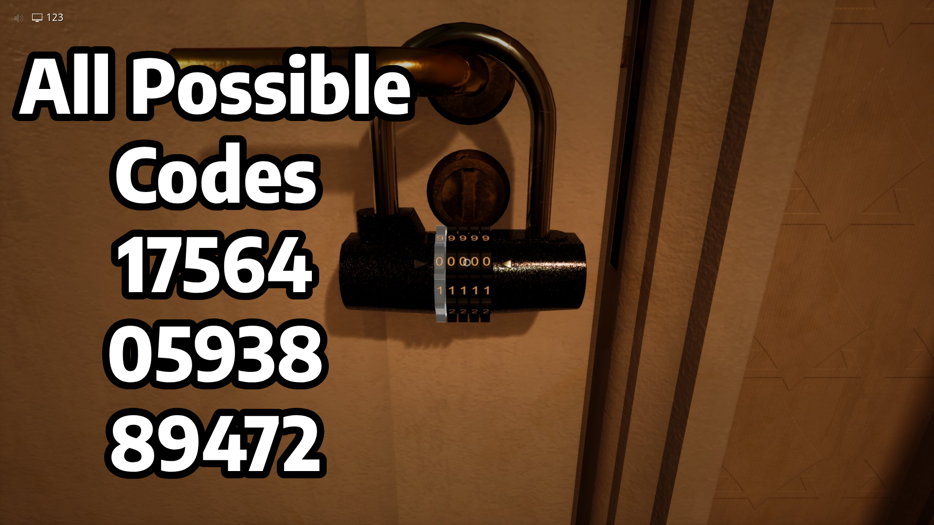 The three possible number lock codes for the exit in Terror Hotel, Escape The Backrooms
