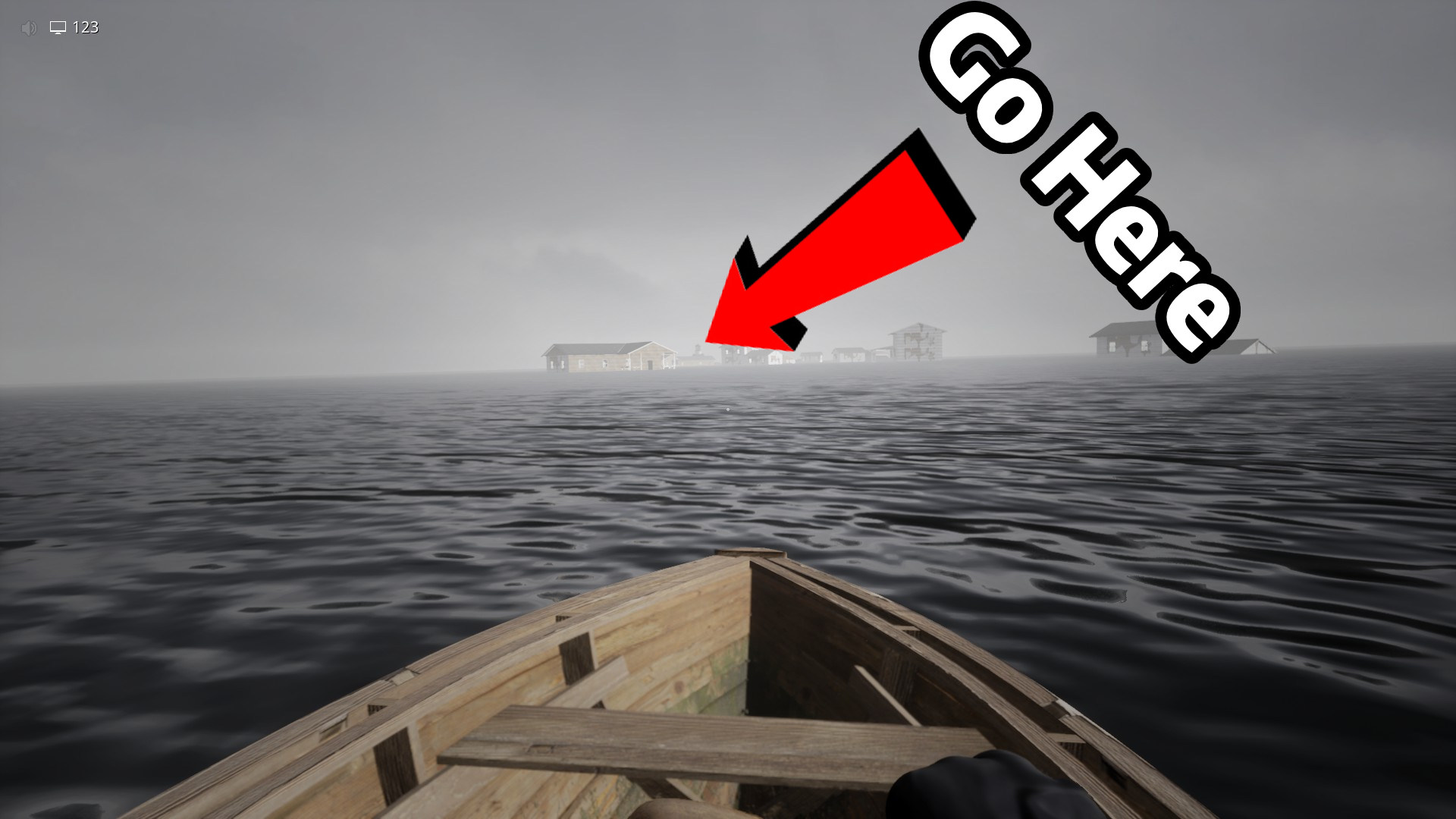 The house to reach by boat to complete Thalassophobia, Escape The Backrooms