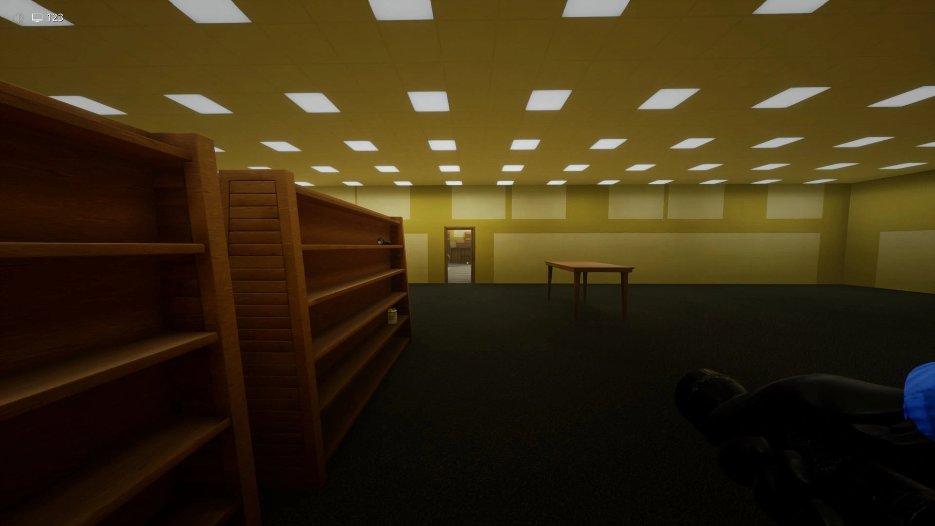 The exit door that opens after collecting all cassette tapes in The End, Escape The Backrooms