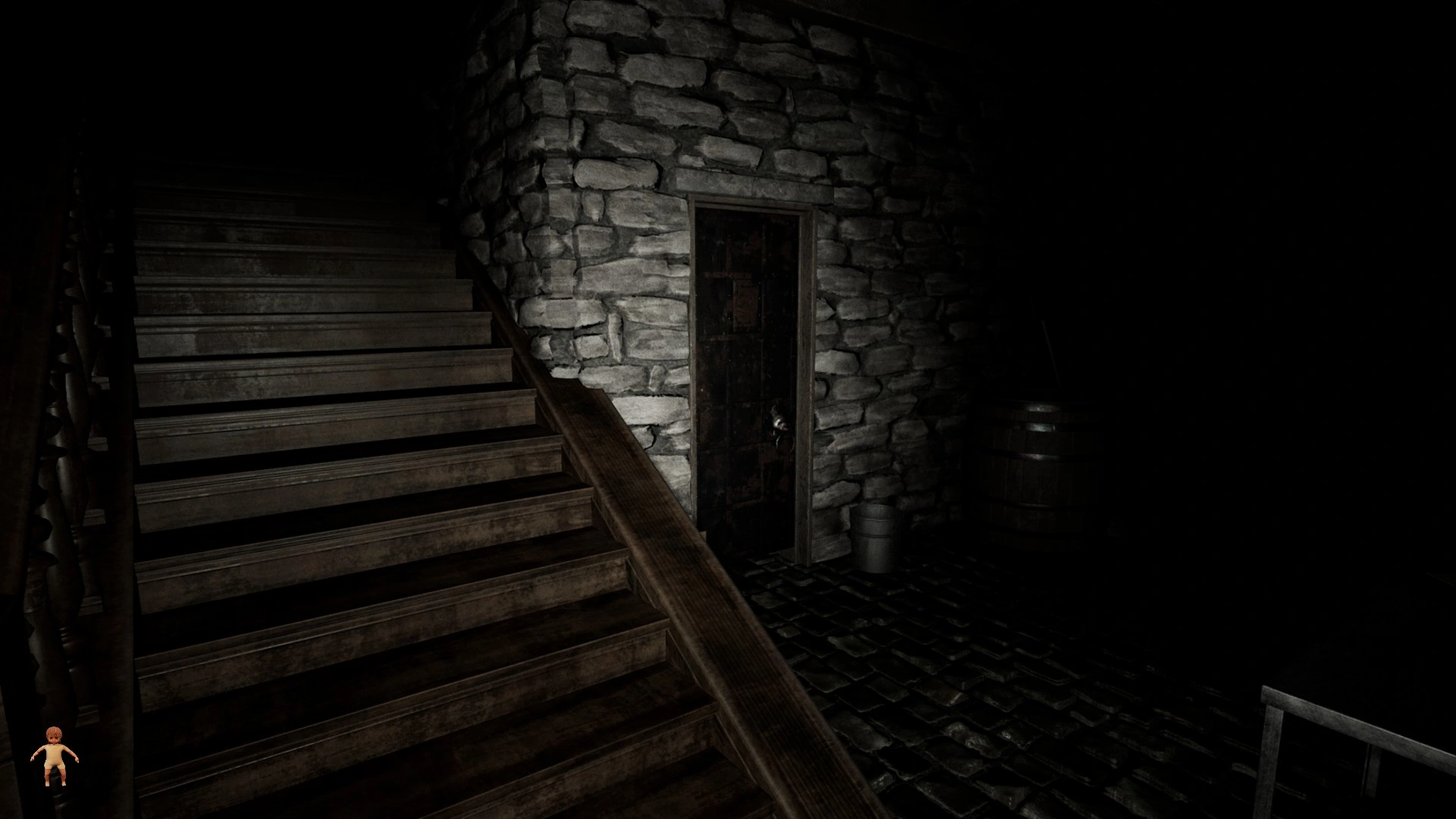 The basement door to the furnace unlocked by the Basement Key in Pacify Dolls