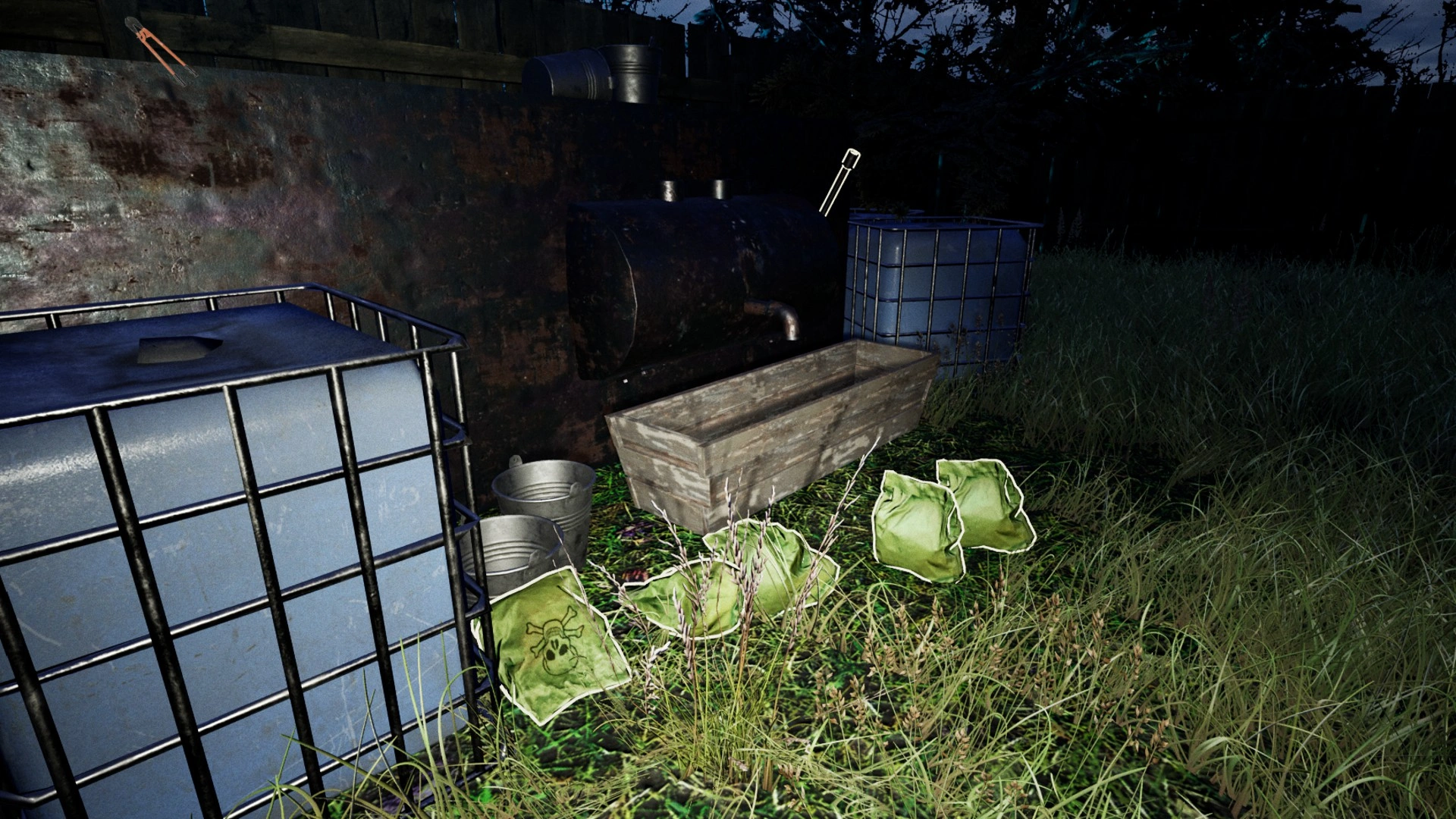 Stacking poison by the water for easy access in Pacify Farm
