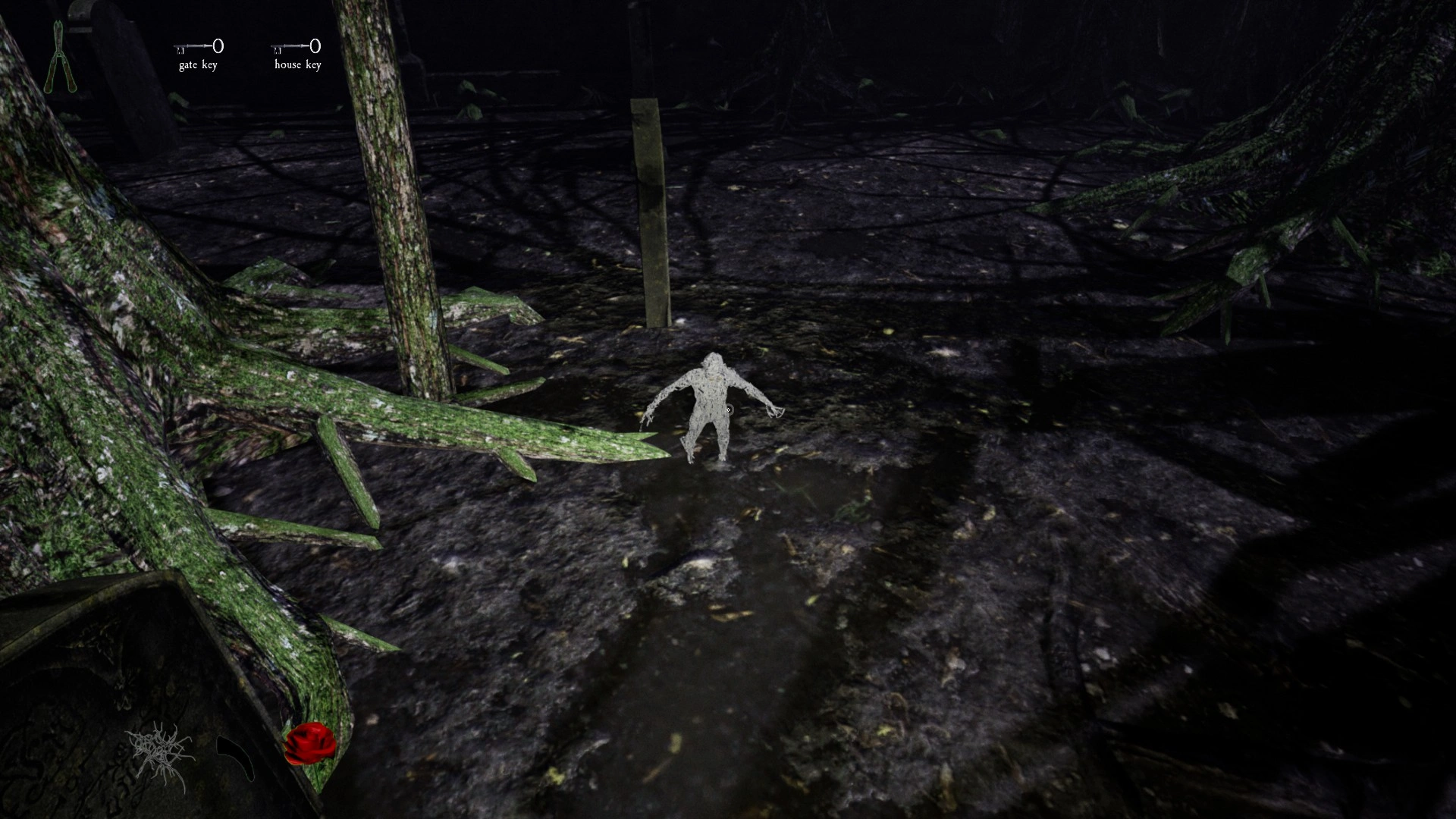 The Doll of Twigs ritual item guarded by a giant shadow in Pacify Woods