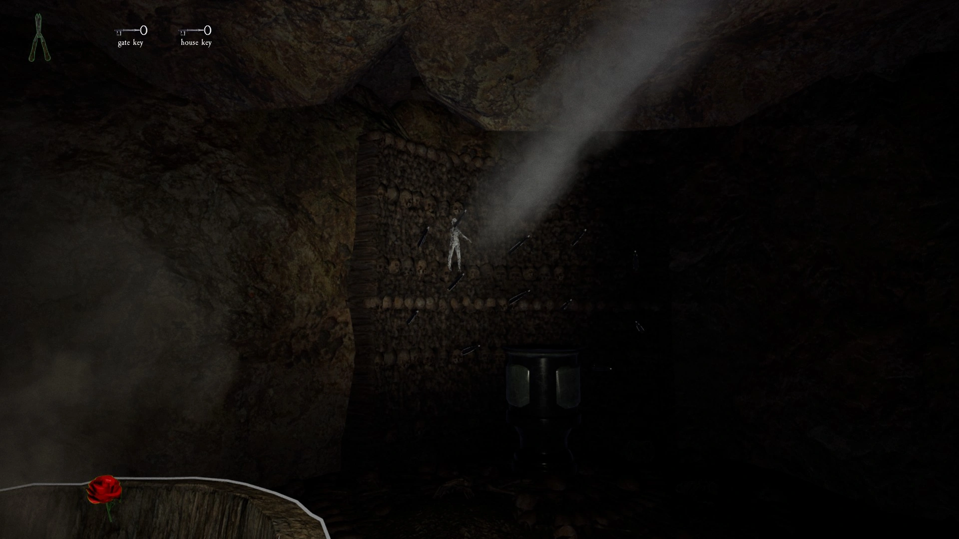 Impaling an enchanted doll on the wall to weaken The Witch in Pacify Woods