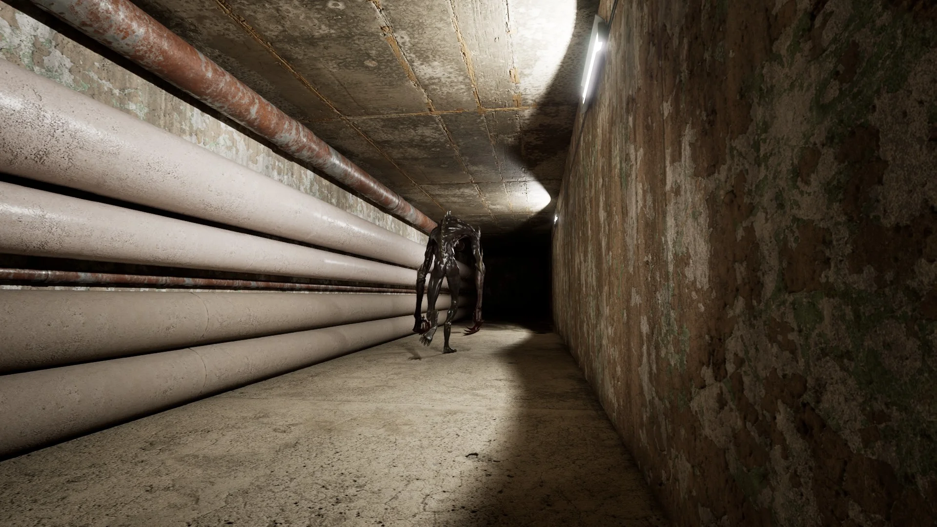 The Scratcher entity in one of the corridors in Level 2 Pipe Dreams, Backrooms: Escape Together