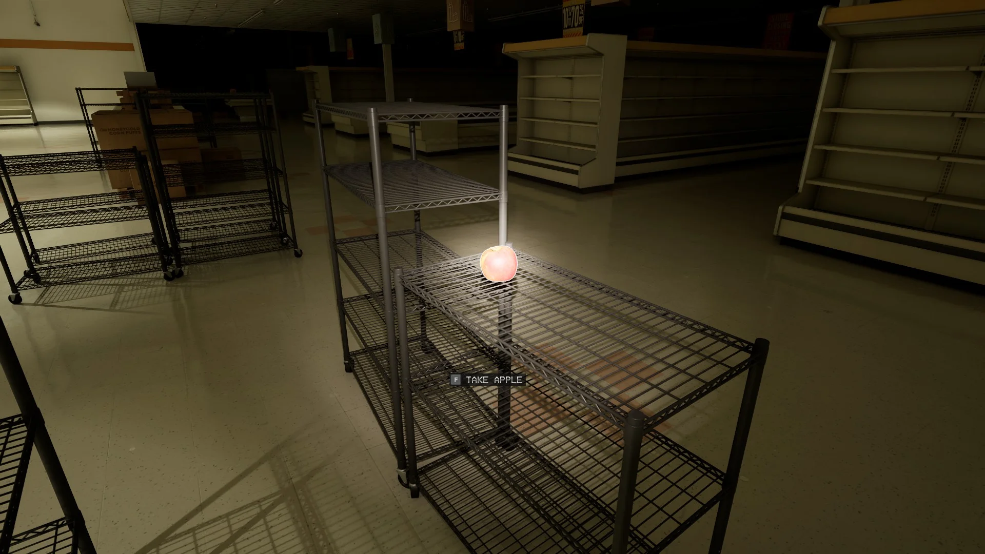 An apple, one of the small items in Level 232 Infinite Supermarket, Backrooms: Escape Together