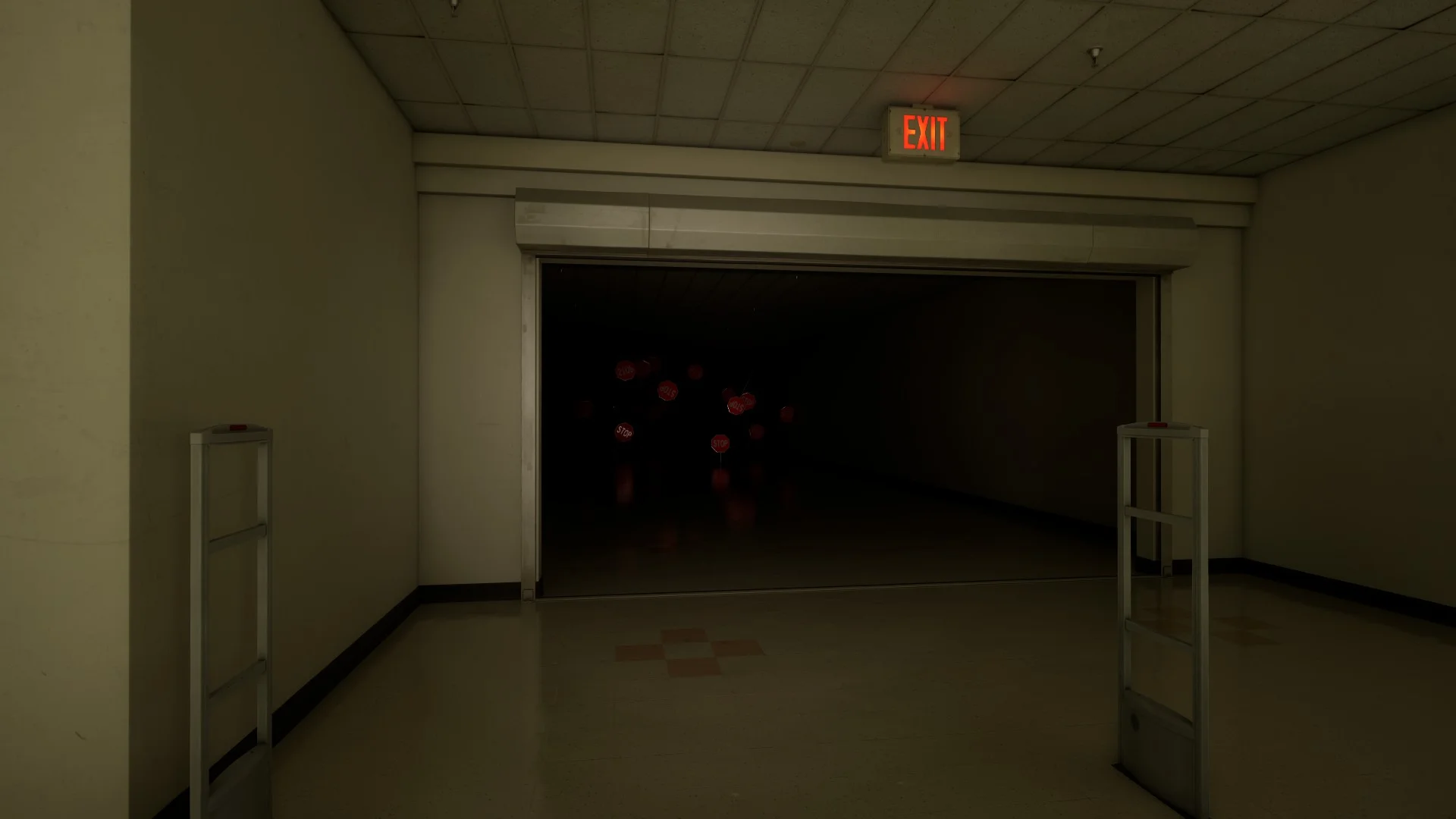 The exit gate in Level 232 Infinite Supermarket, Backrooms: Escape Together