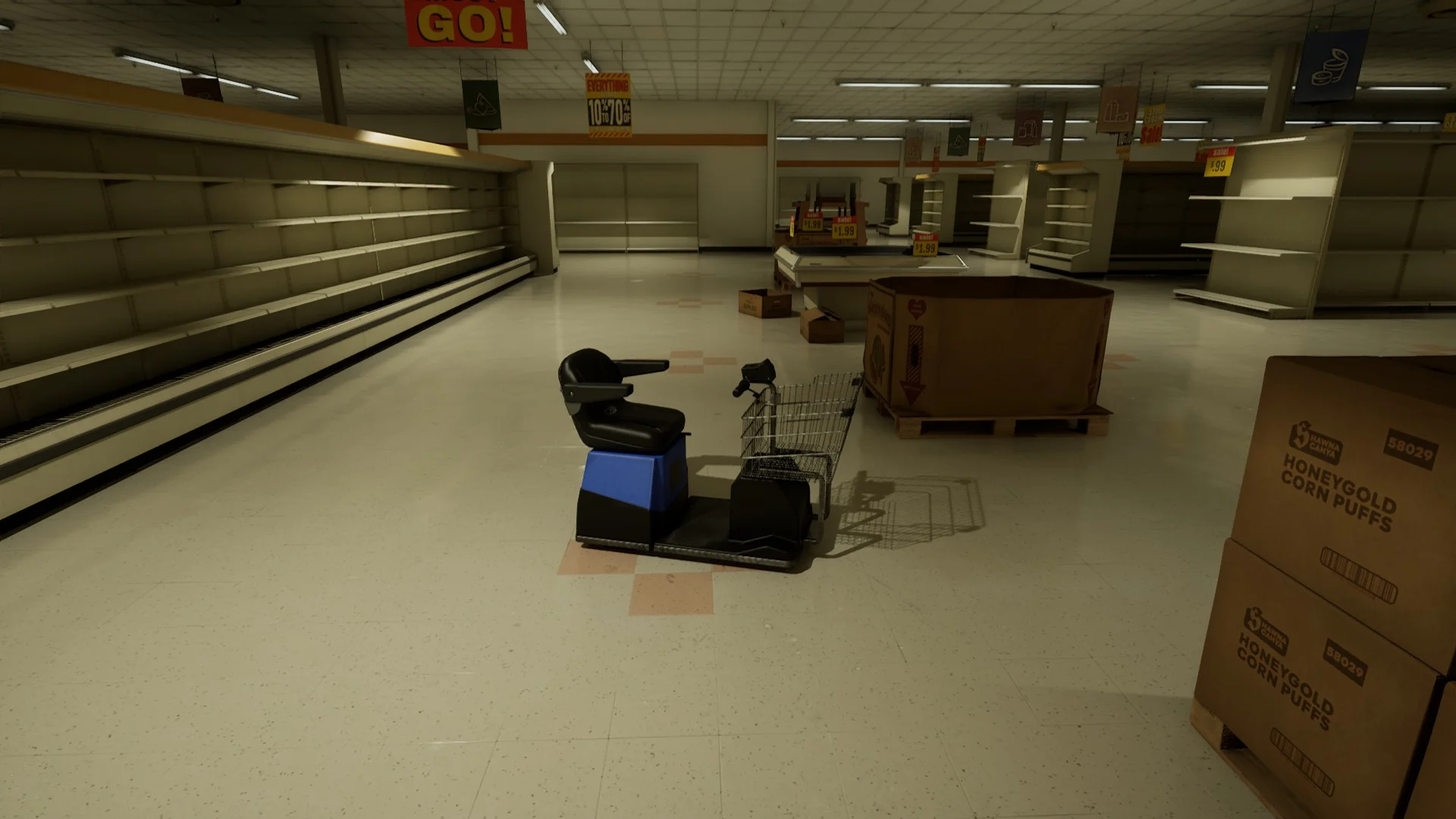 The mobility scooter in Level 232 Infinite Supermarket, Backrooms: Escape Together