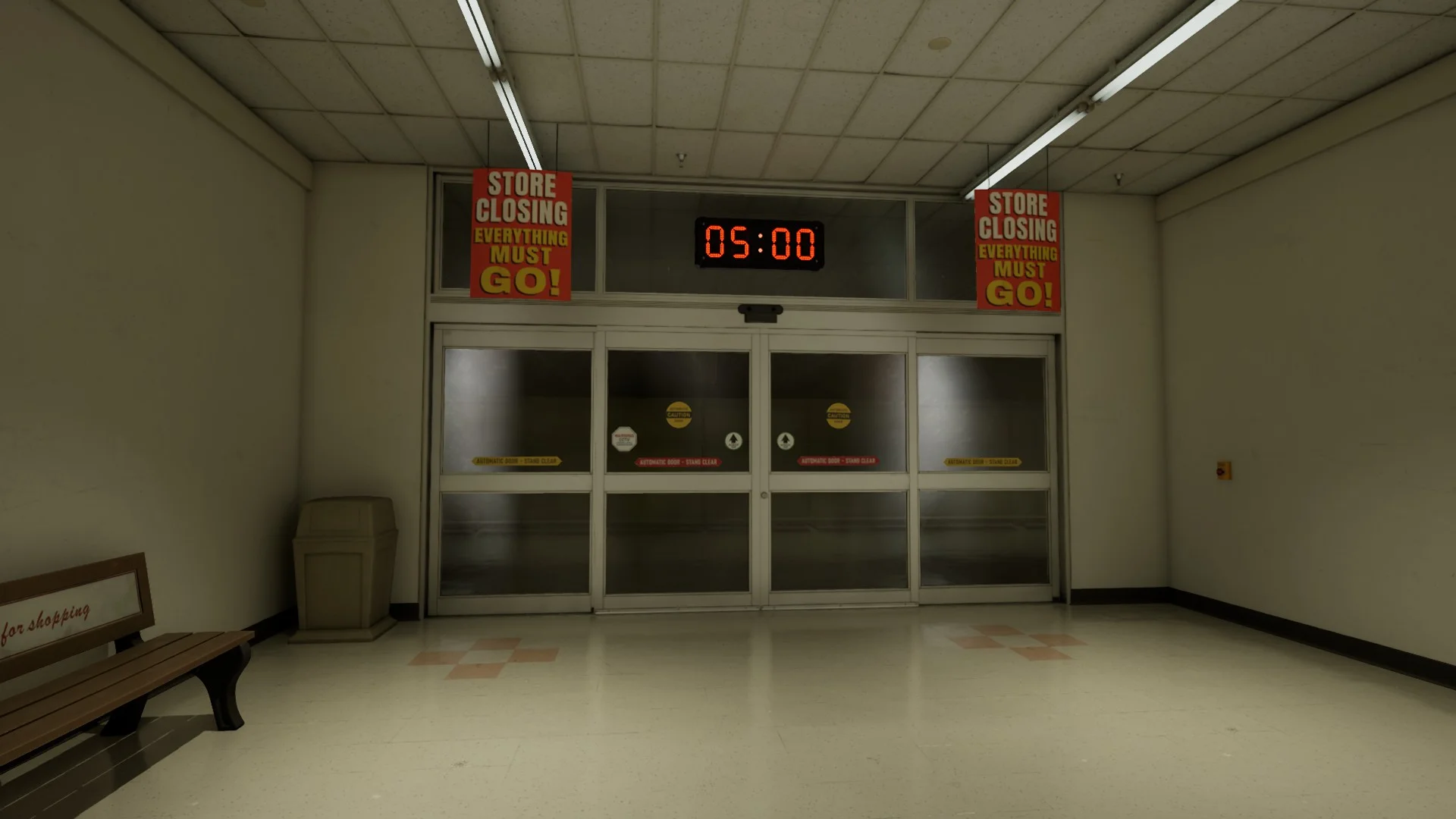 The 5 minute timer in Level 232 Infinite Supermarket, Backrooms: Escape Together