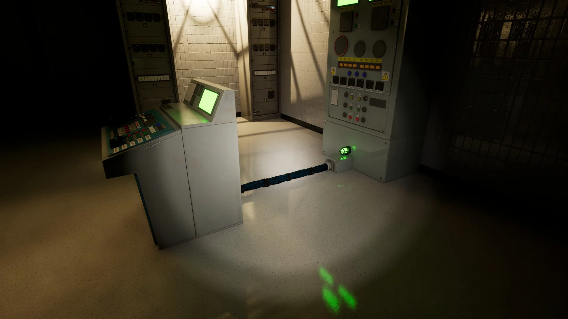 A repaired console with its green light on in Level 3 Electrical Station, Backrooms: Escape Together