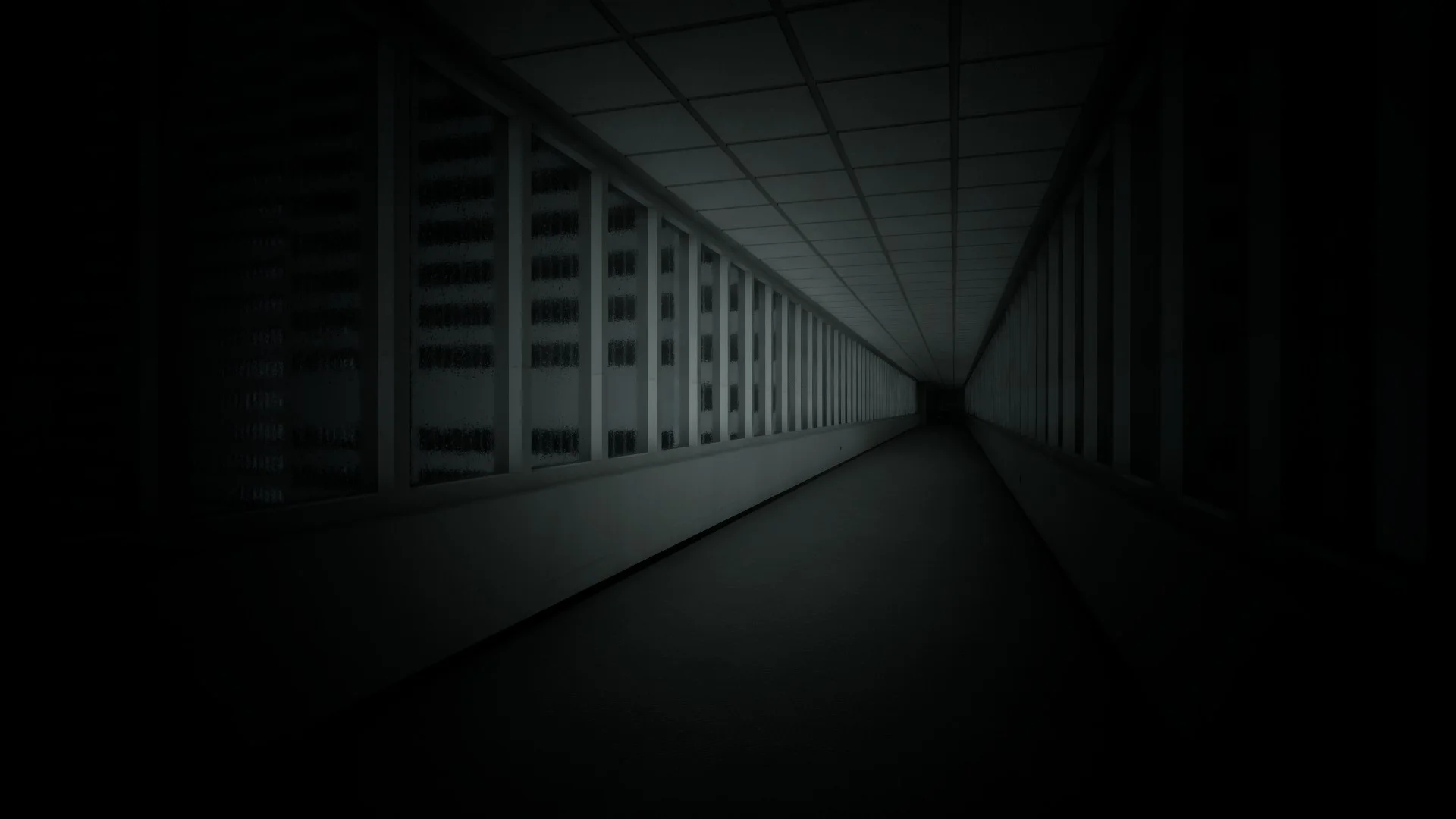 The screen fading to black as you exit Level 4 Abandoned Office, Backrooms: Escape Together