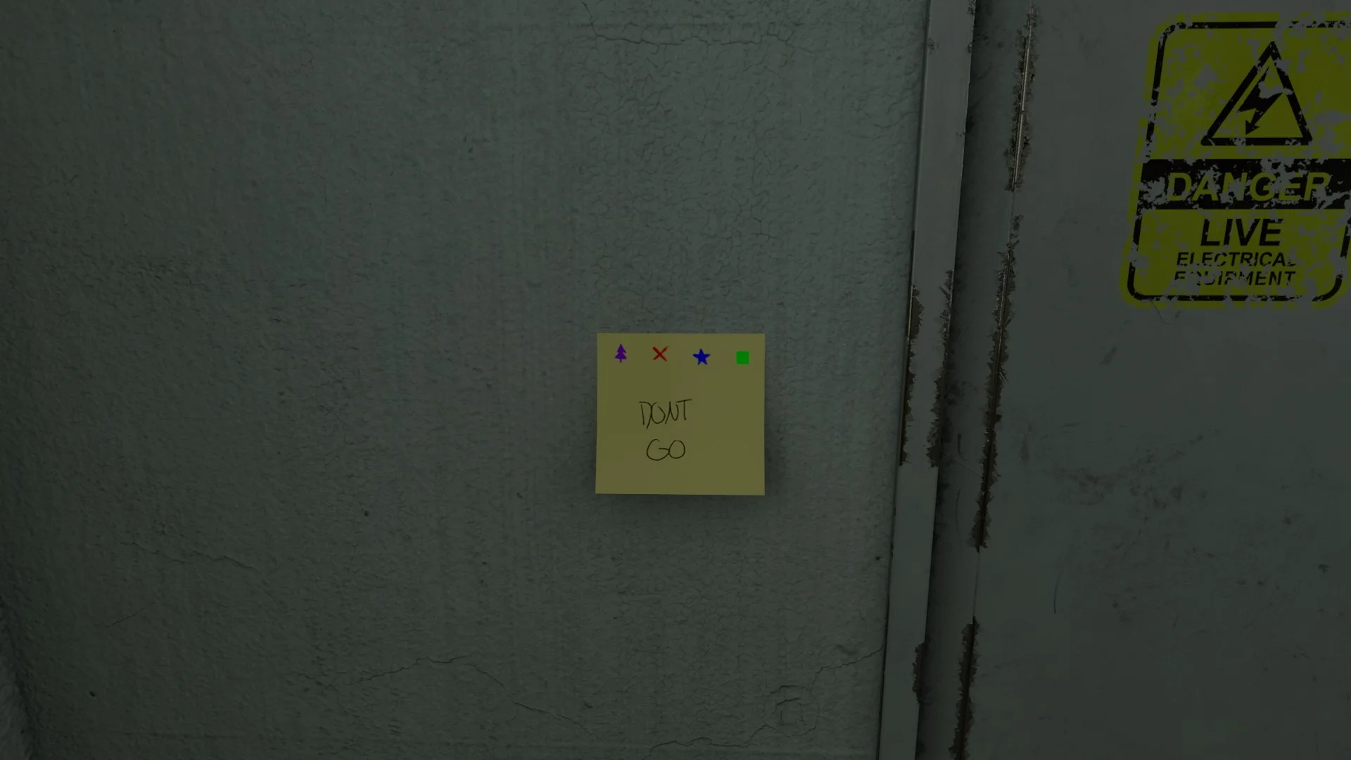 The note next to the exit door with the color order in Level 4 Abandoned Office, Backrooms: Escape Together