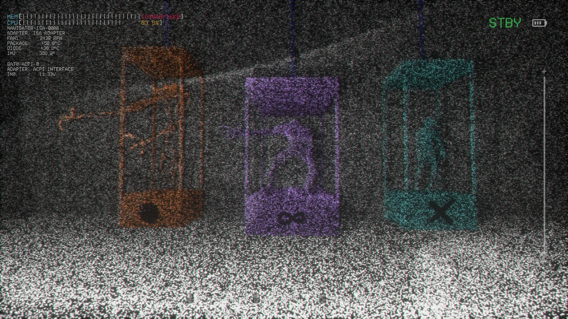 The three colored containers with entities inside and a symbol on each in Level 6 Lights Out, Backrooms: Escape Together
