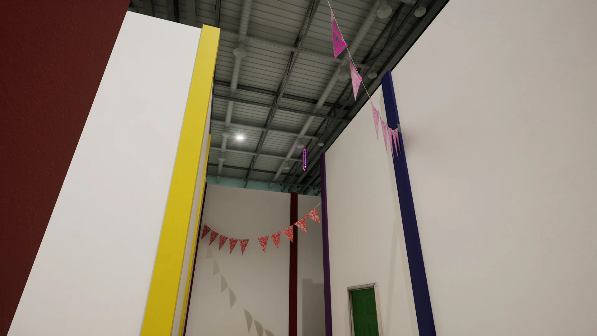 The arrow on the ceiling that points to the exit in Level Fun, Backrooms: Escape Together