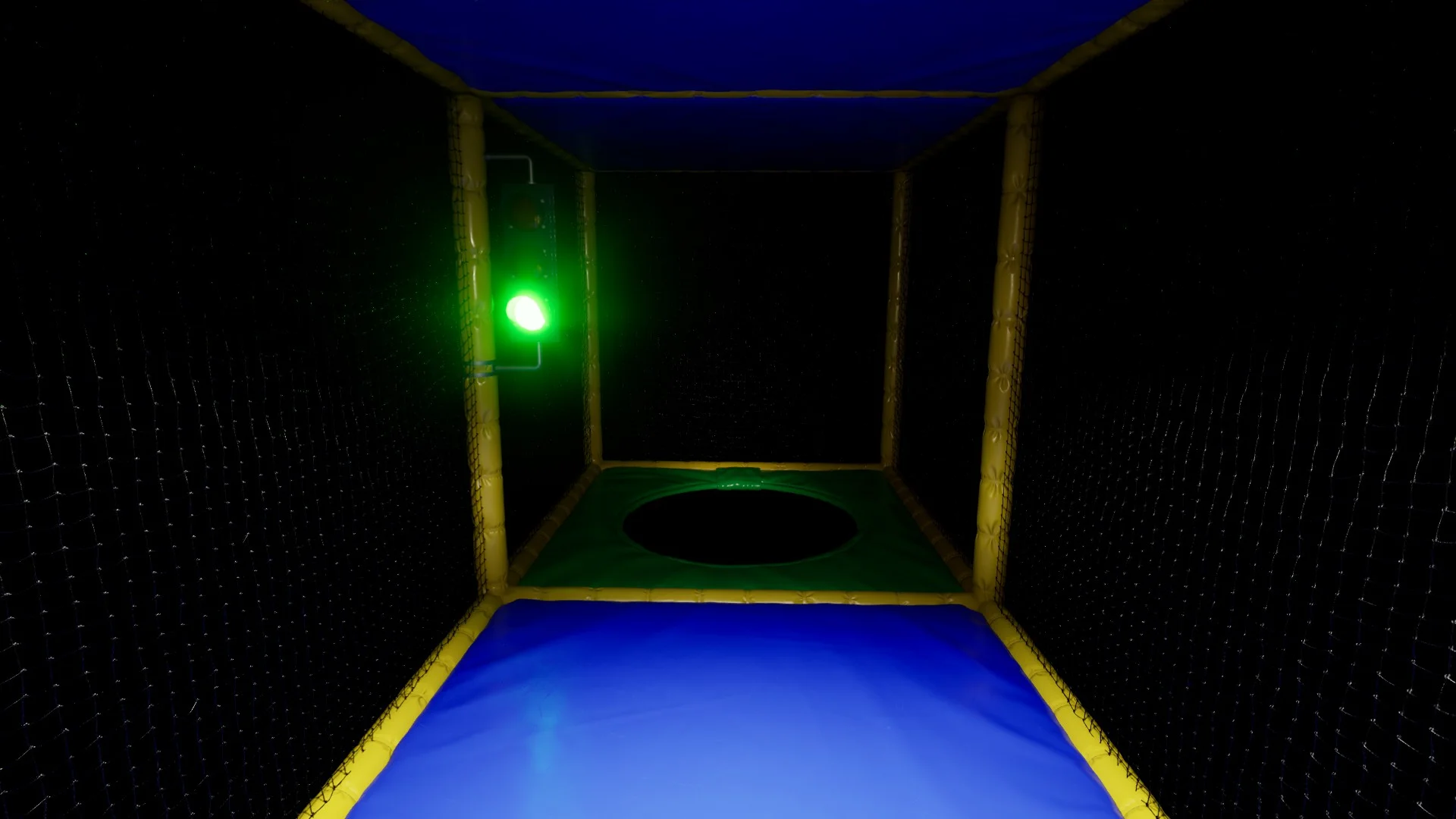 The exit of the red light/green light challenge in Level Fun, Backrooms: Escape Together
