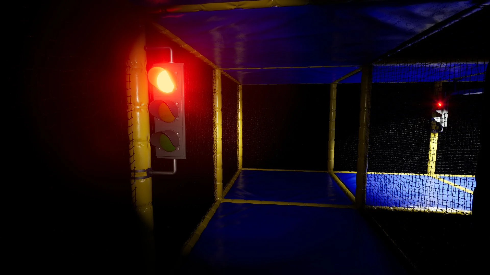The red light in the red light/green light challenge in Level Fun, Backrooms: Escape Together